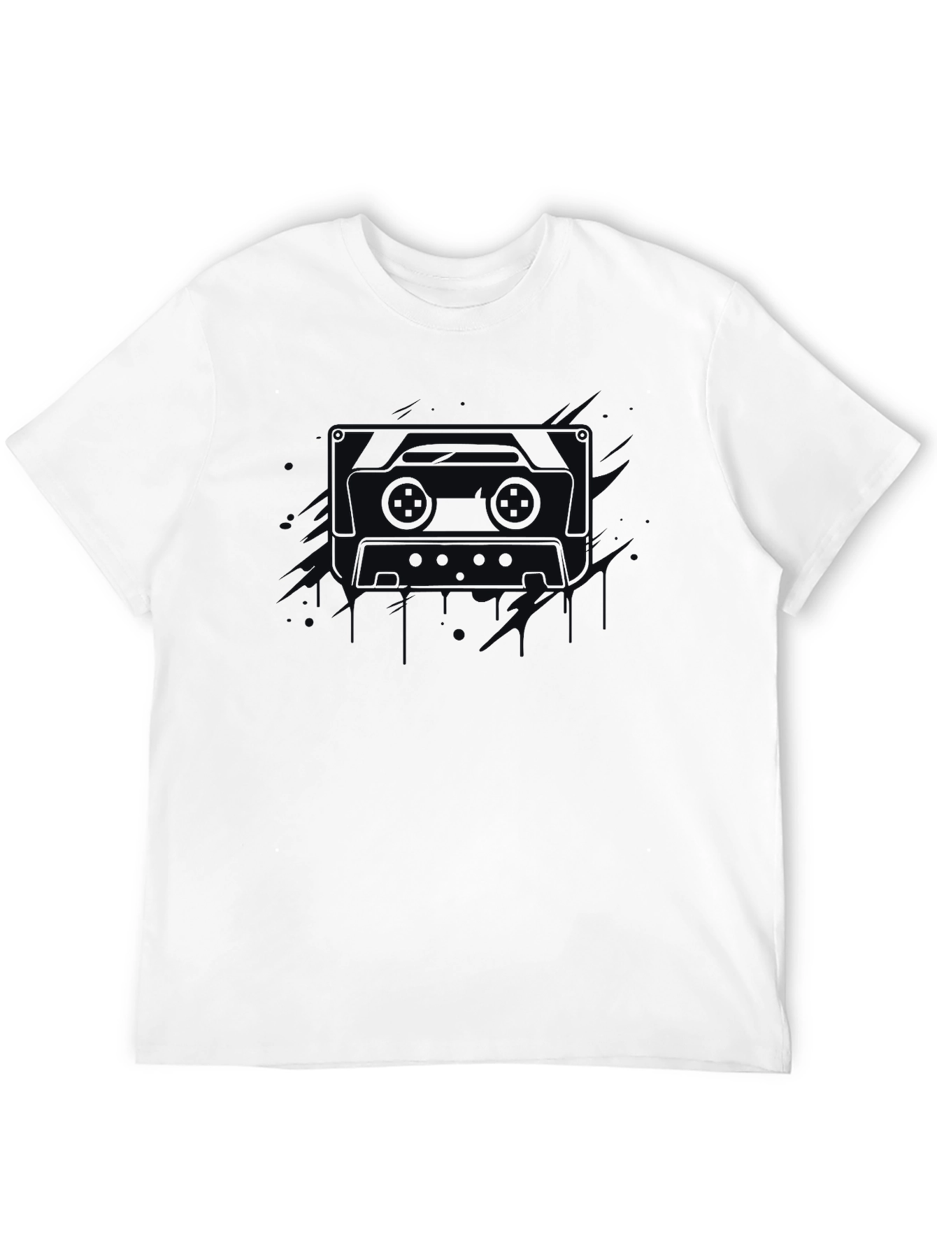 Retro Cassette Tape Graphic Tee - Mens Black T-Shirt