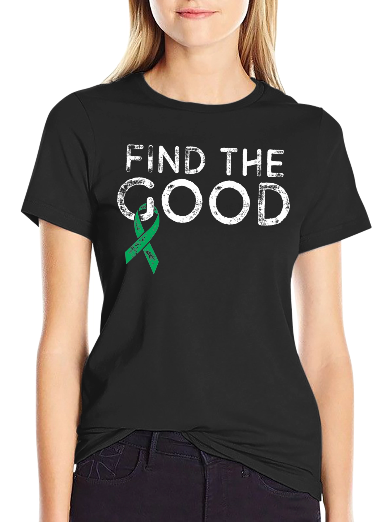 Find The Good T-Shirt Mental Health Green Ribbon