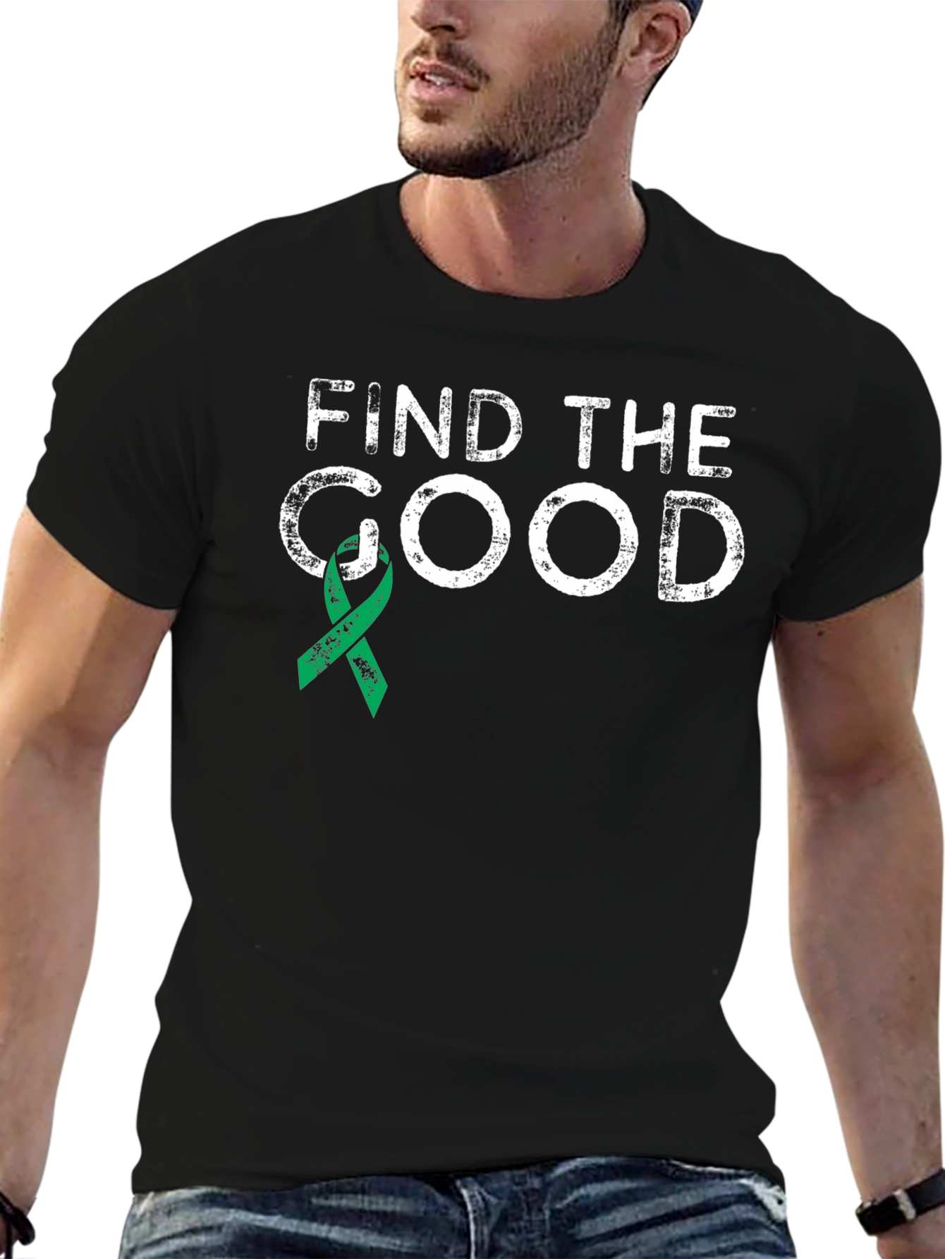 Find The Good T-Shirt Mental Health Green Ribbon