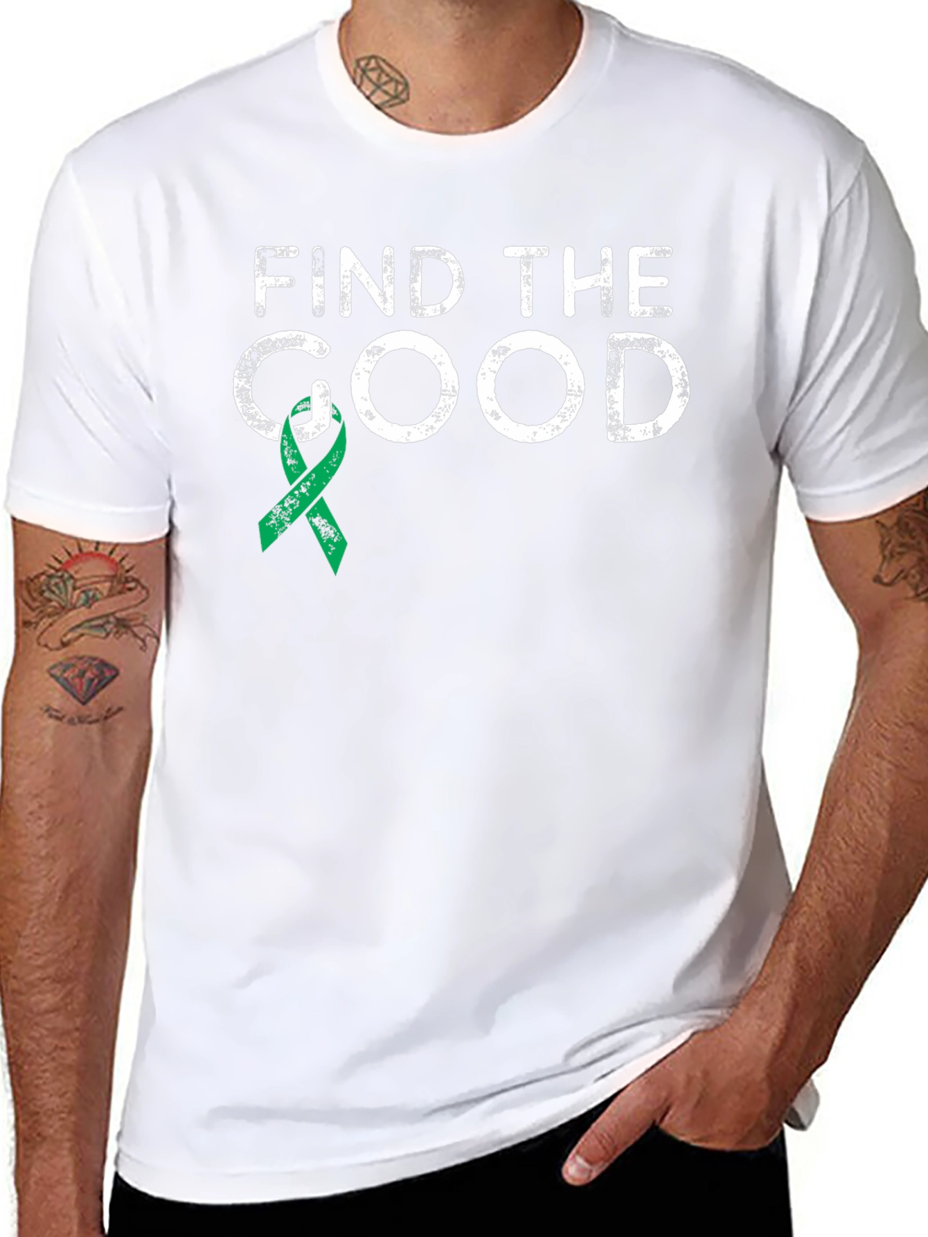 Find The Good T-Shirt Mental Health Green Ribbon