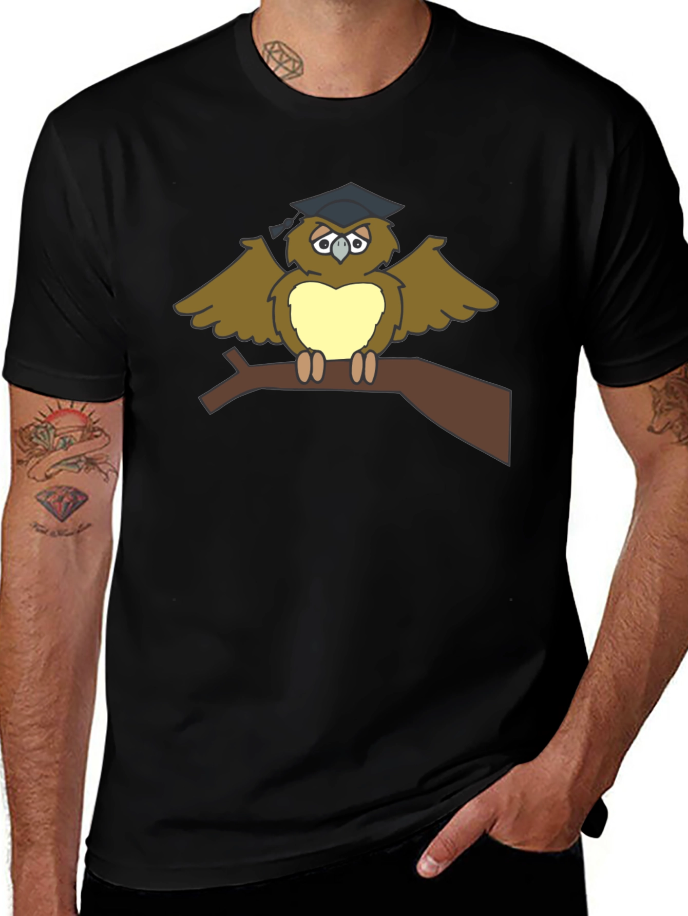 Graduation Owl T-Shirt - Funny Cartoon Bird Tee