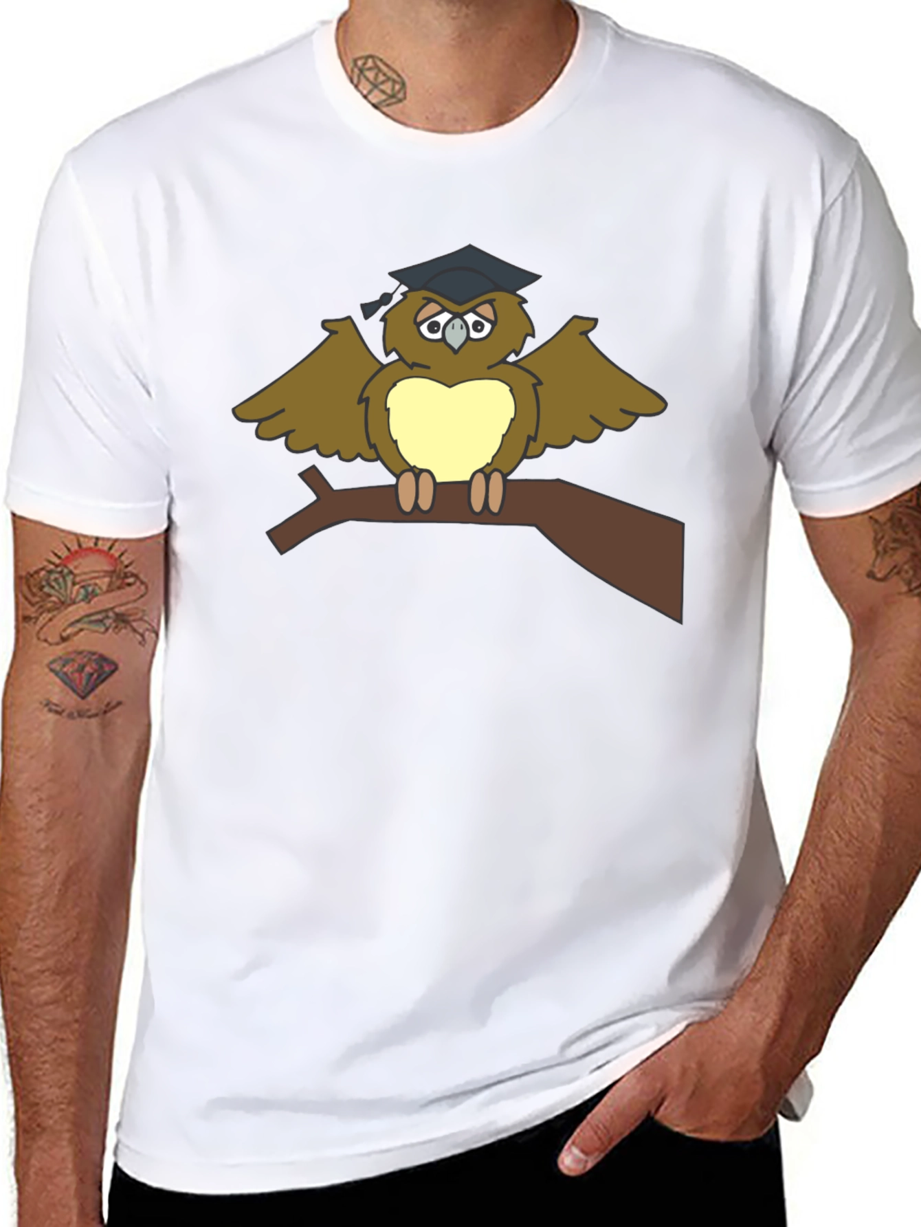 Graduation Owl T-Shirt - Funny Cartoon Bird Tee