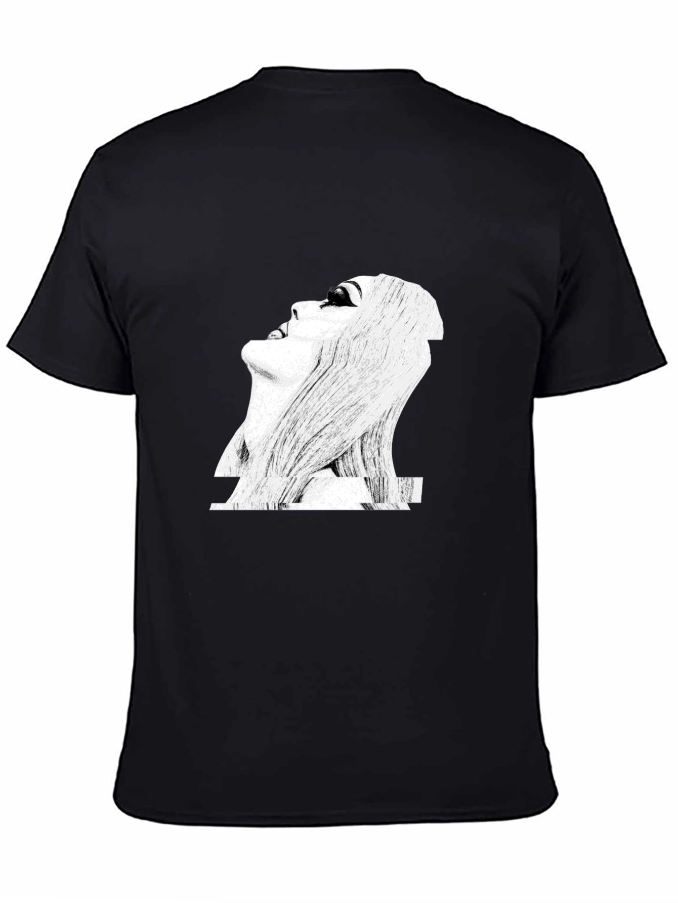 Glitch Art Graphic Print Black T-Shirt