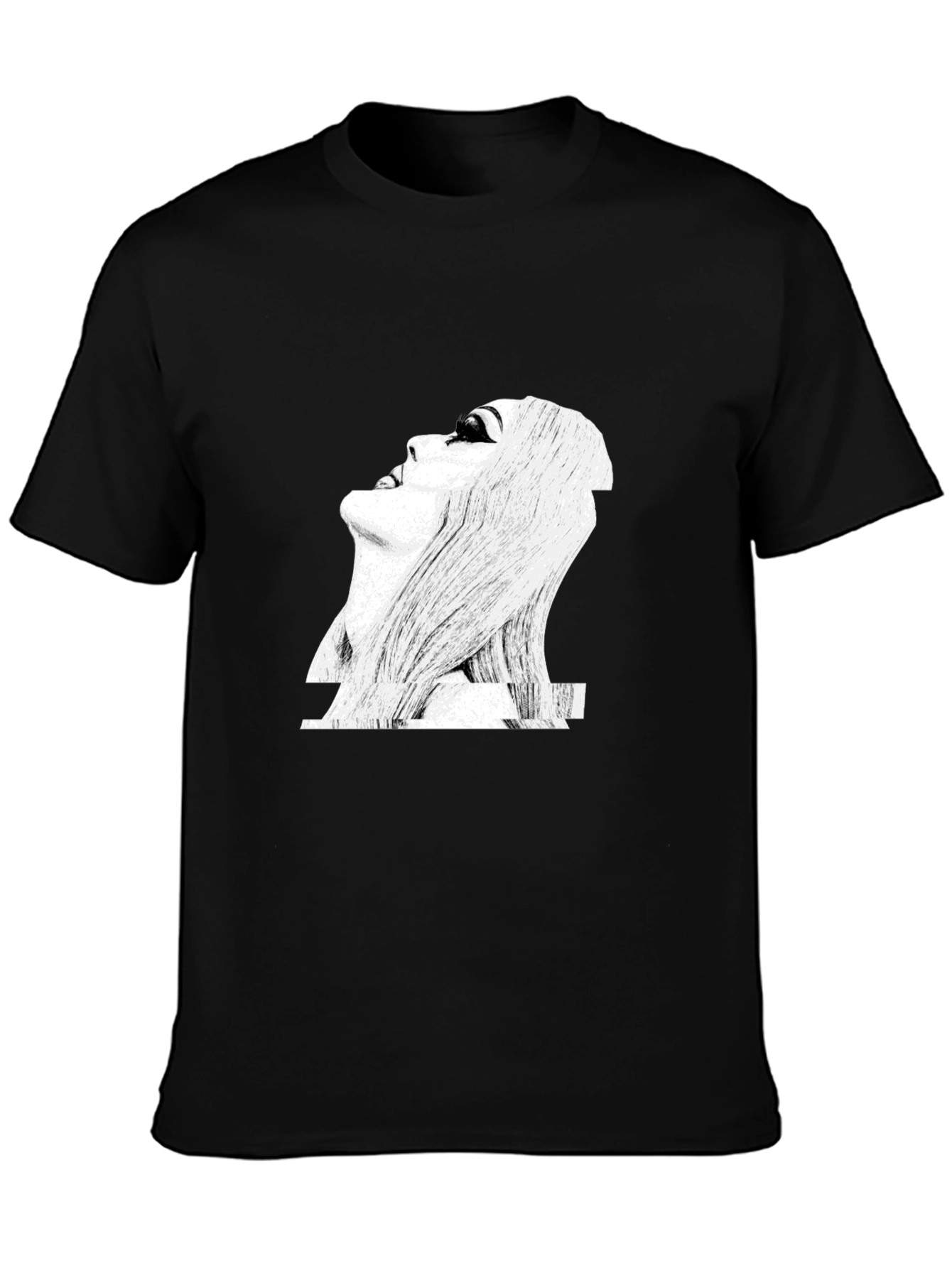 Glitch Art Graphic Print Black T-Shirt