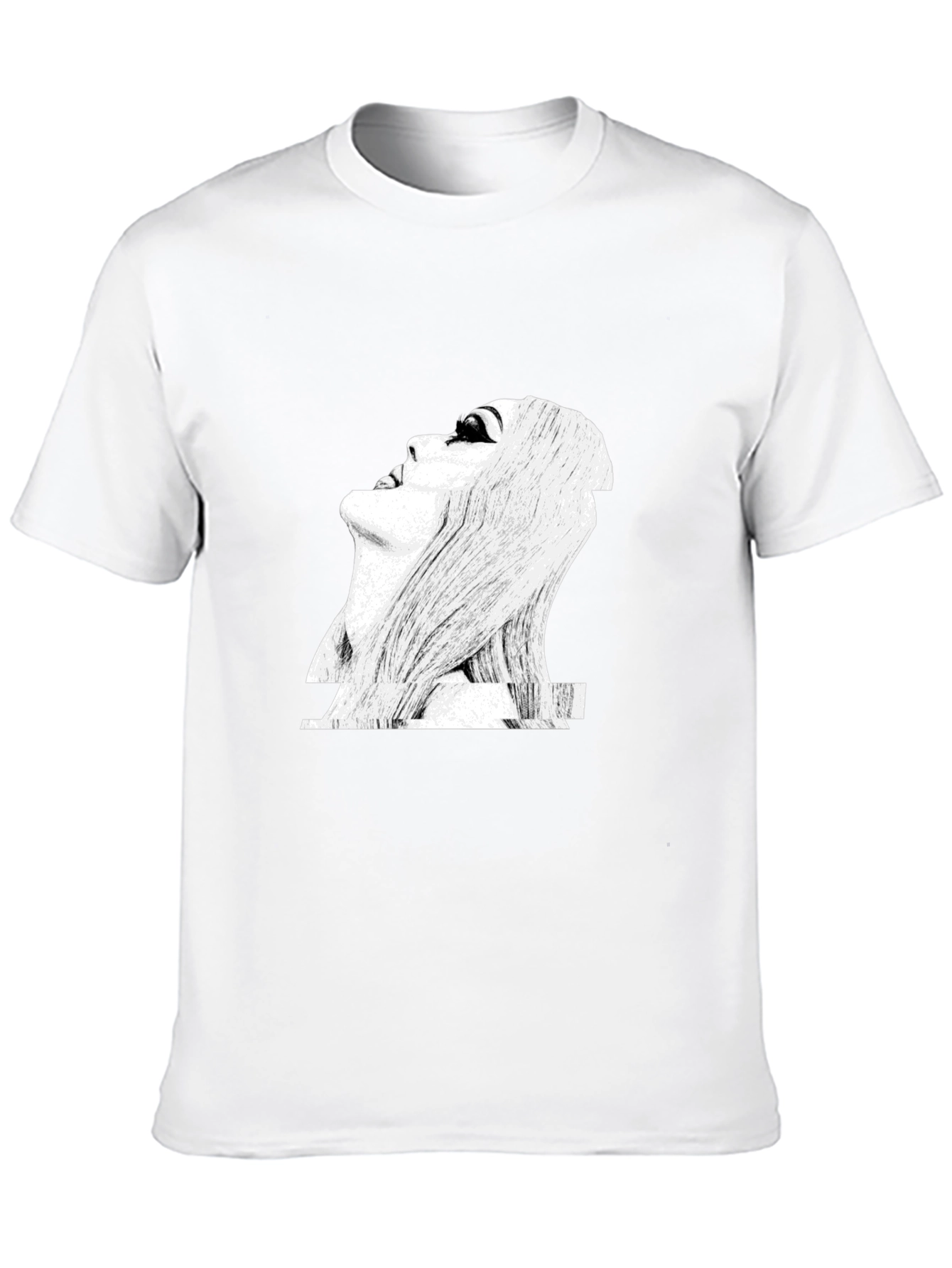 Glitch Art Graphic Print Black T-Shirt