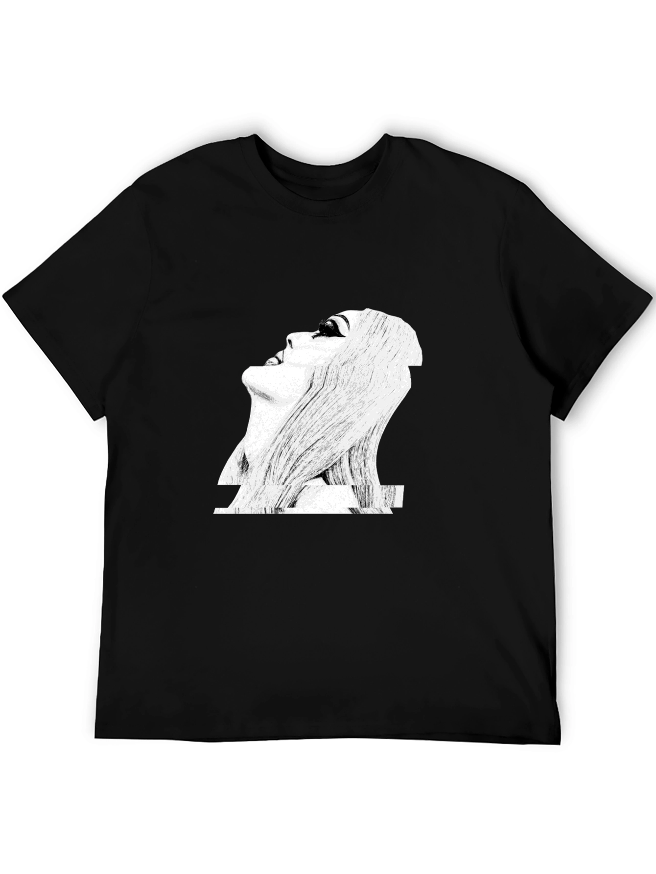 Glitch Art Graphic Print Black T-Shirt