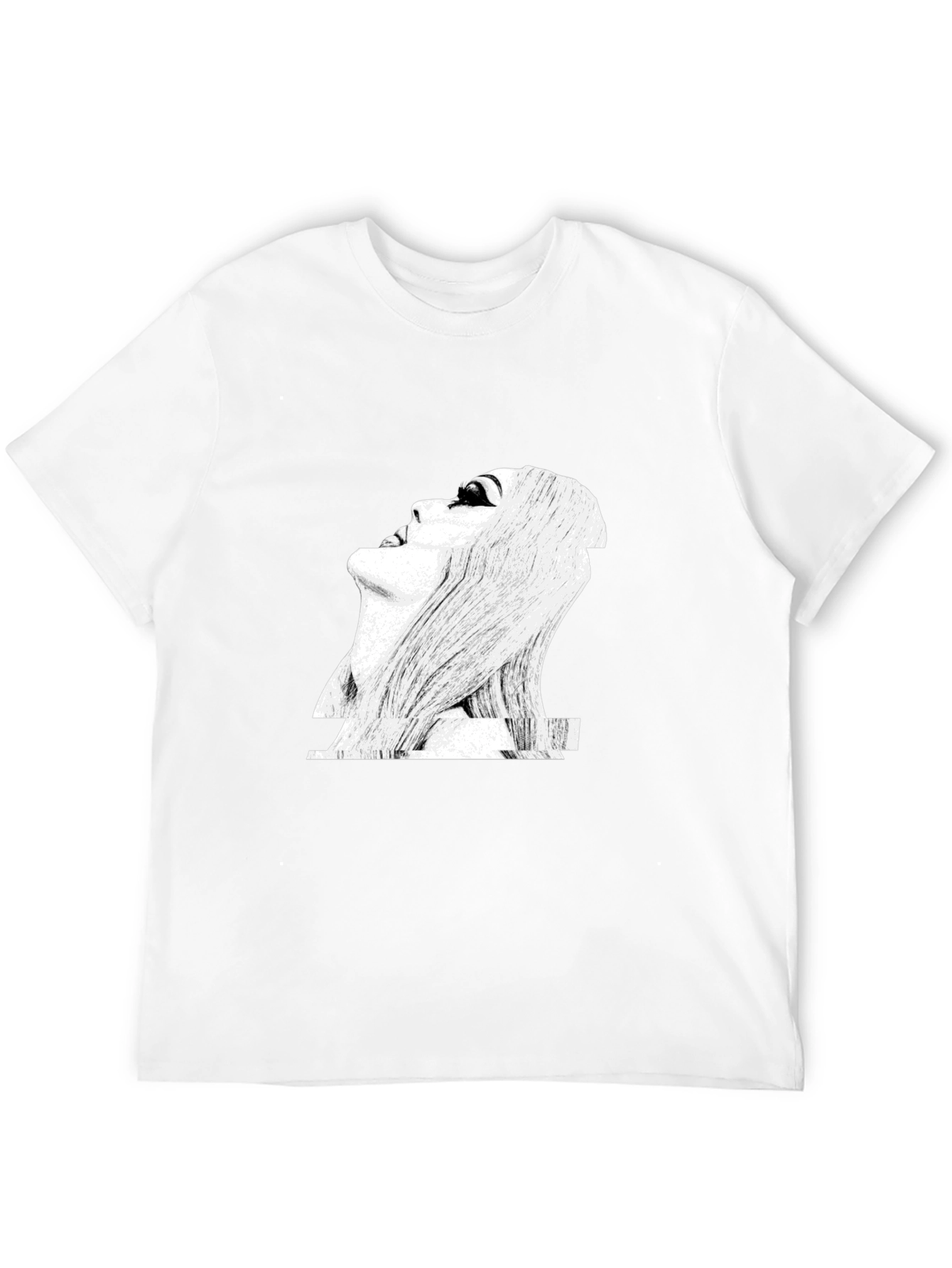 Glitch Art Graphic Print Black T-Shirt