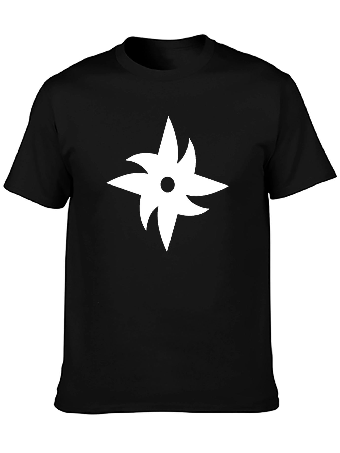 Black Tee with White Ninja Star Graphic