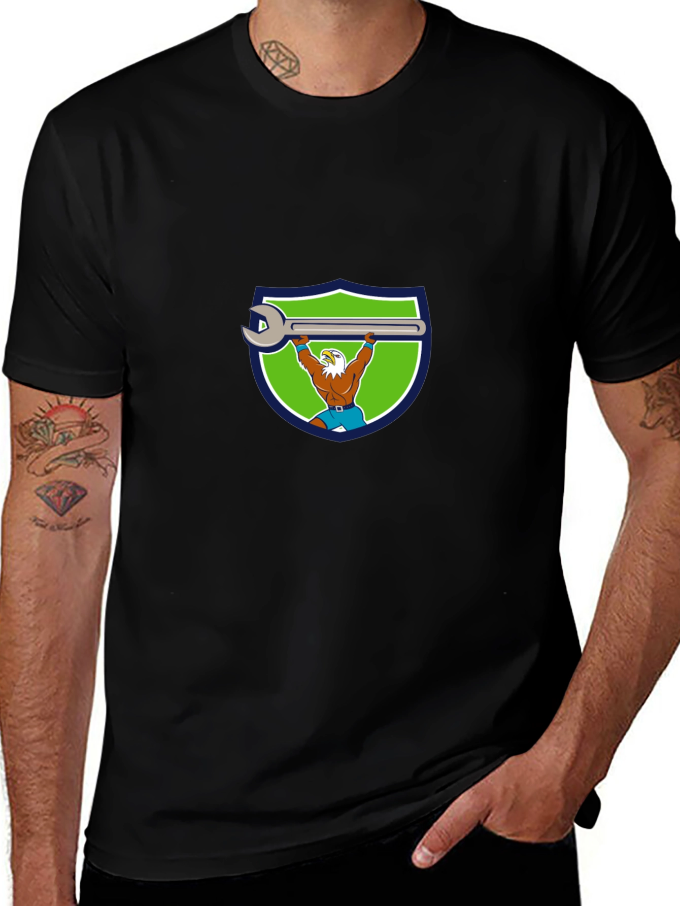 Mechanic Eagle T-Shirt - Power Lifting Wrench Design