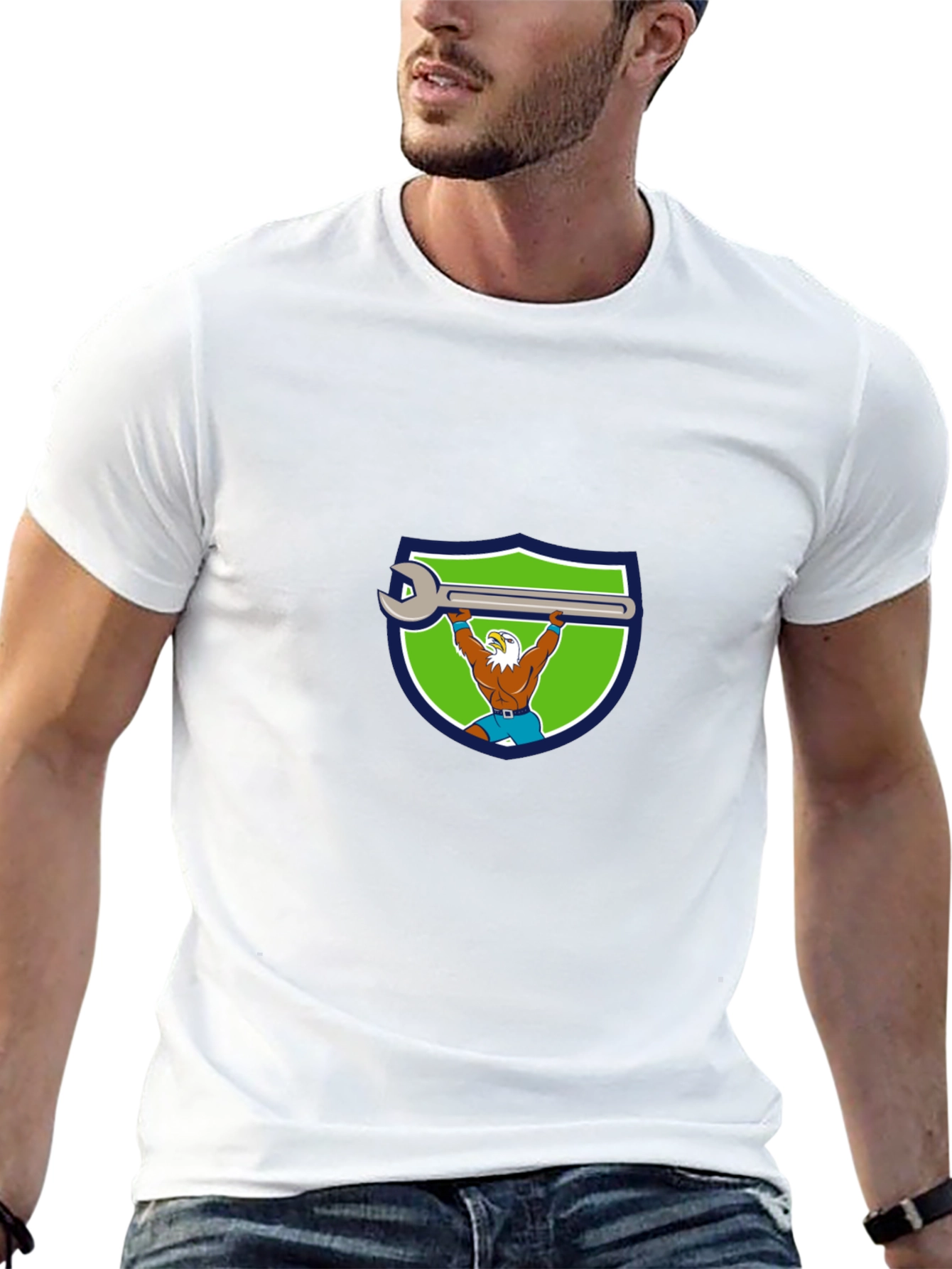 Mechanic Eagle T-Shirt - Power Lifting Wrench Design