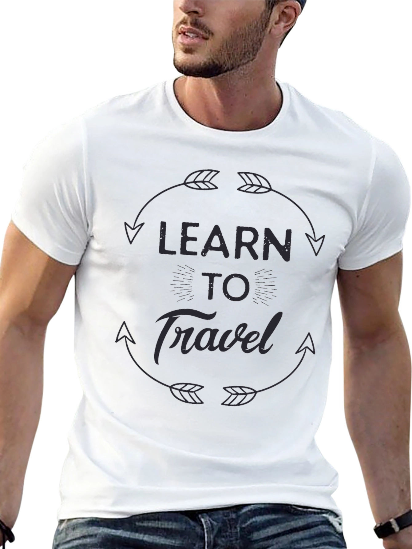 Learn To Travel Graphic Black T-Shirt