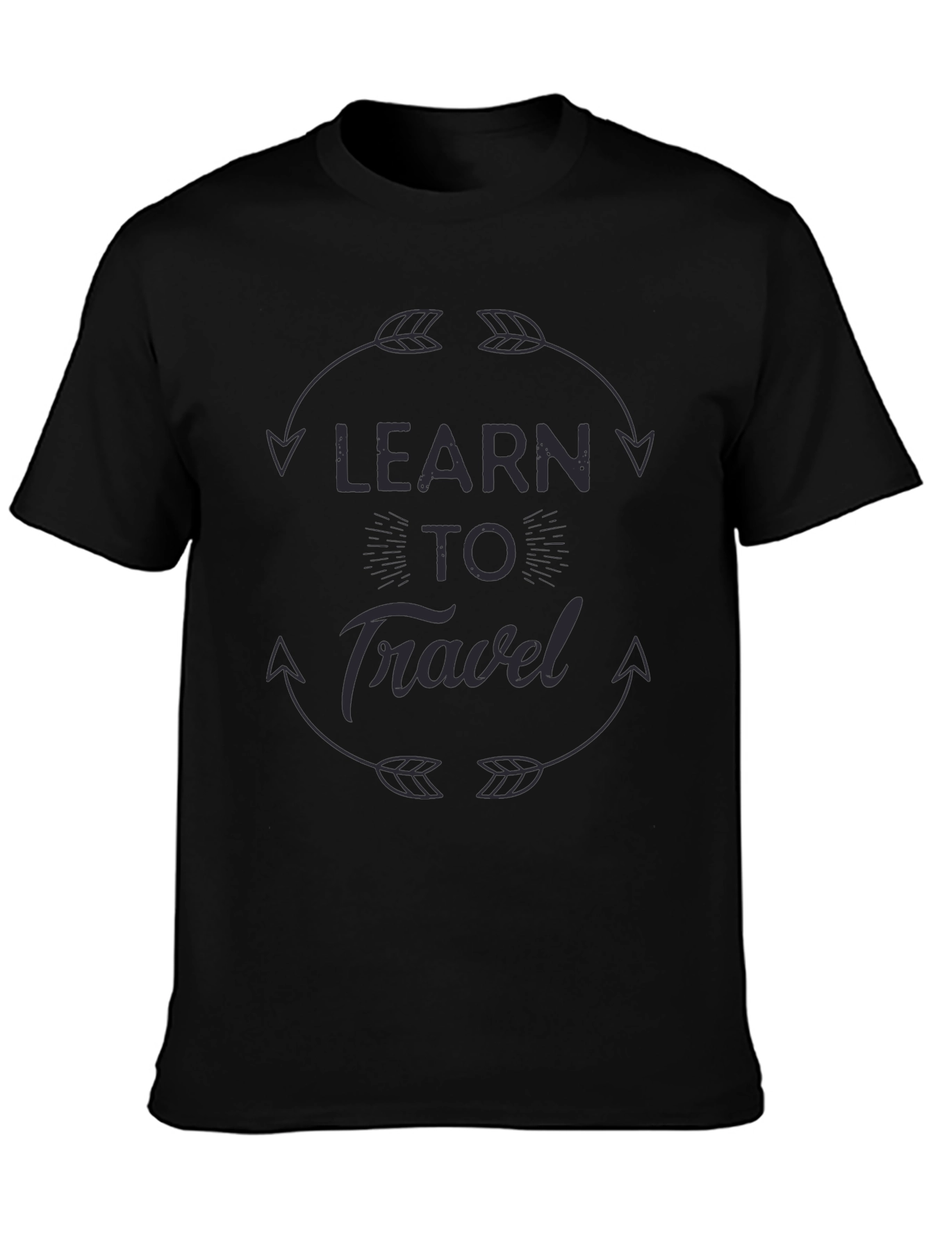 Learn To Travel Graphic Black T-Shirt