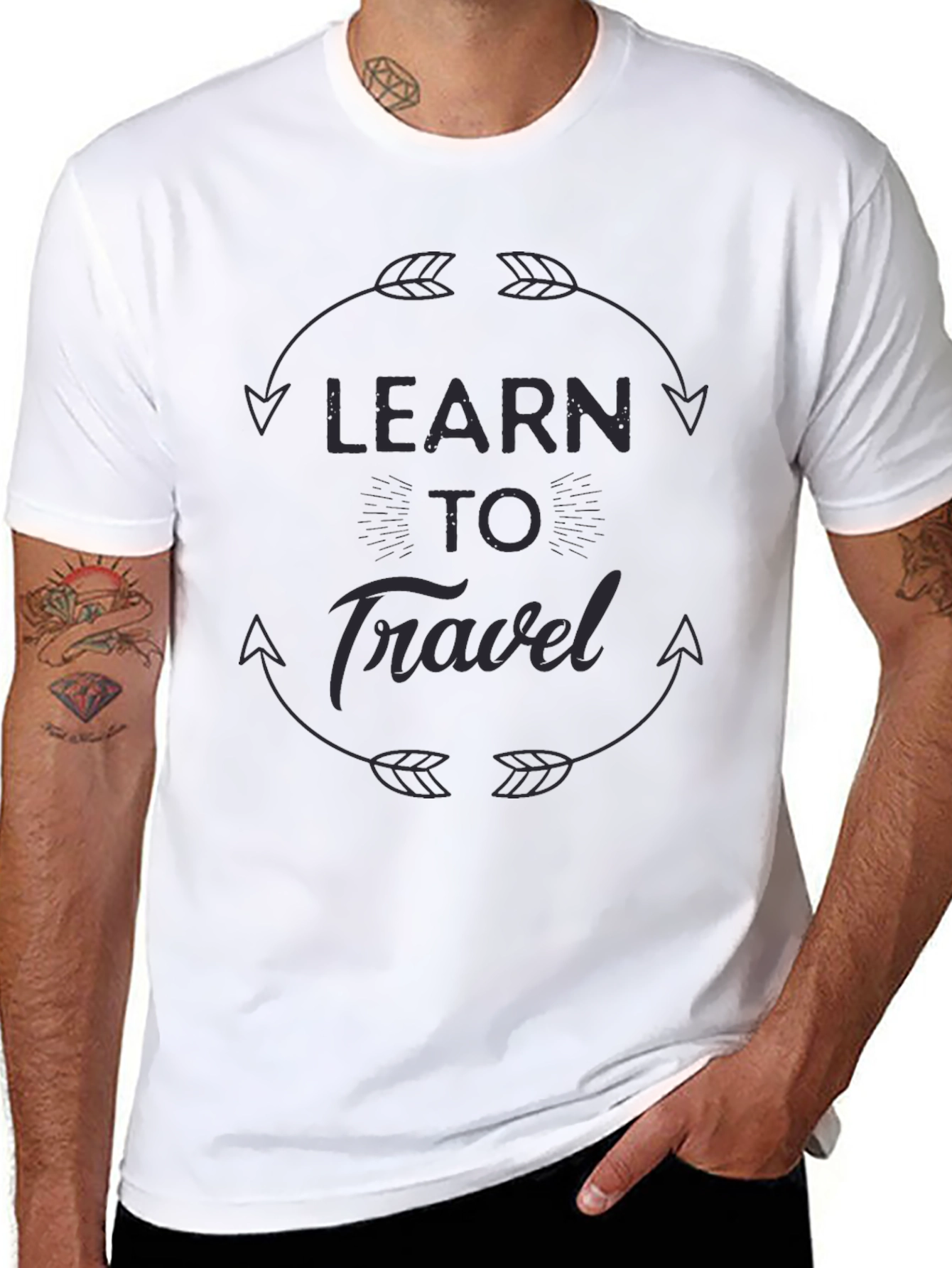 Learn To Travel Graphic Black T-Shirt