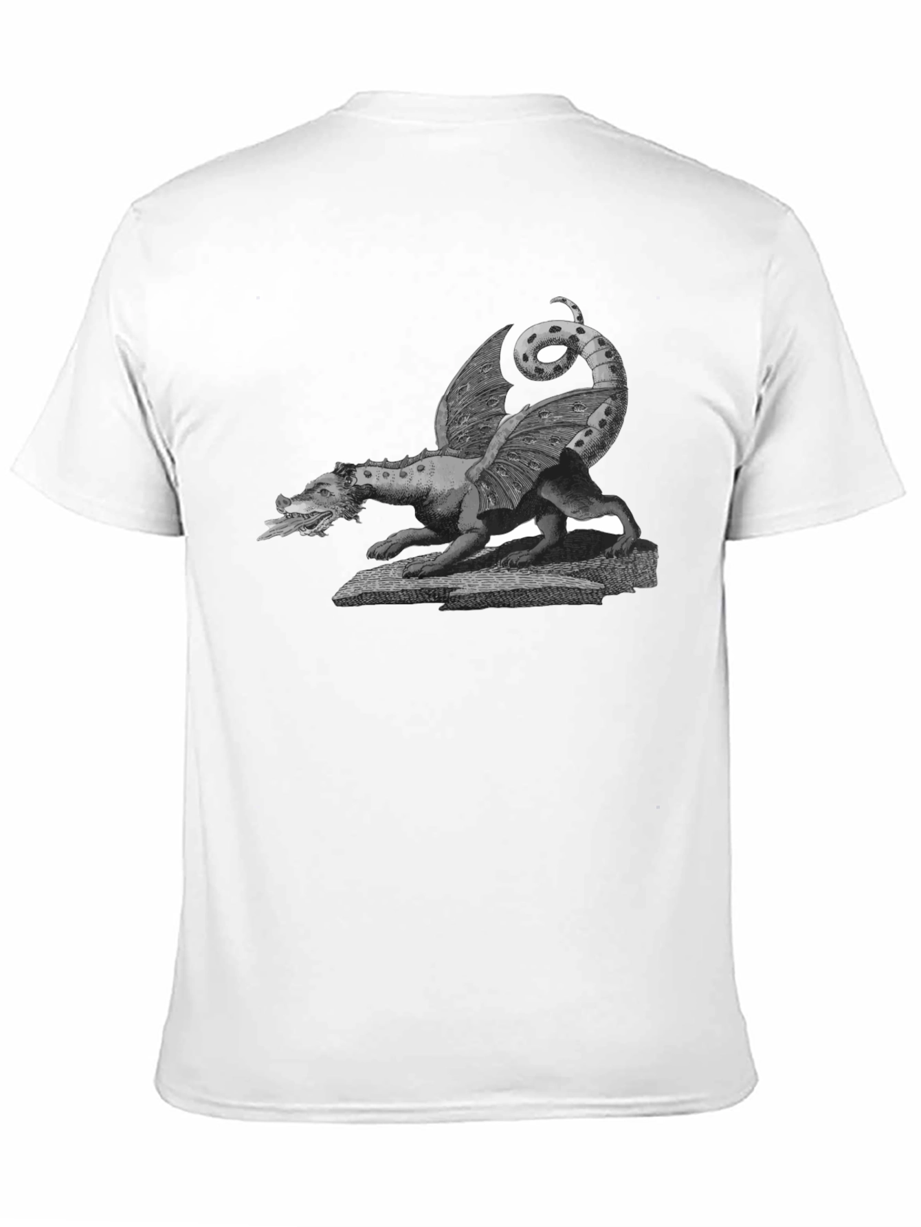 Dragon Graphic Print Crew Neck Tee - Black