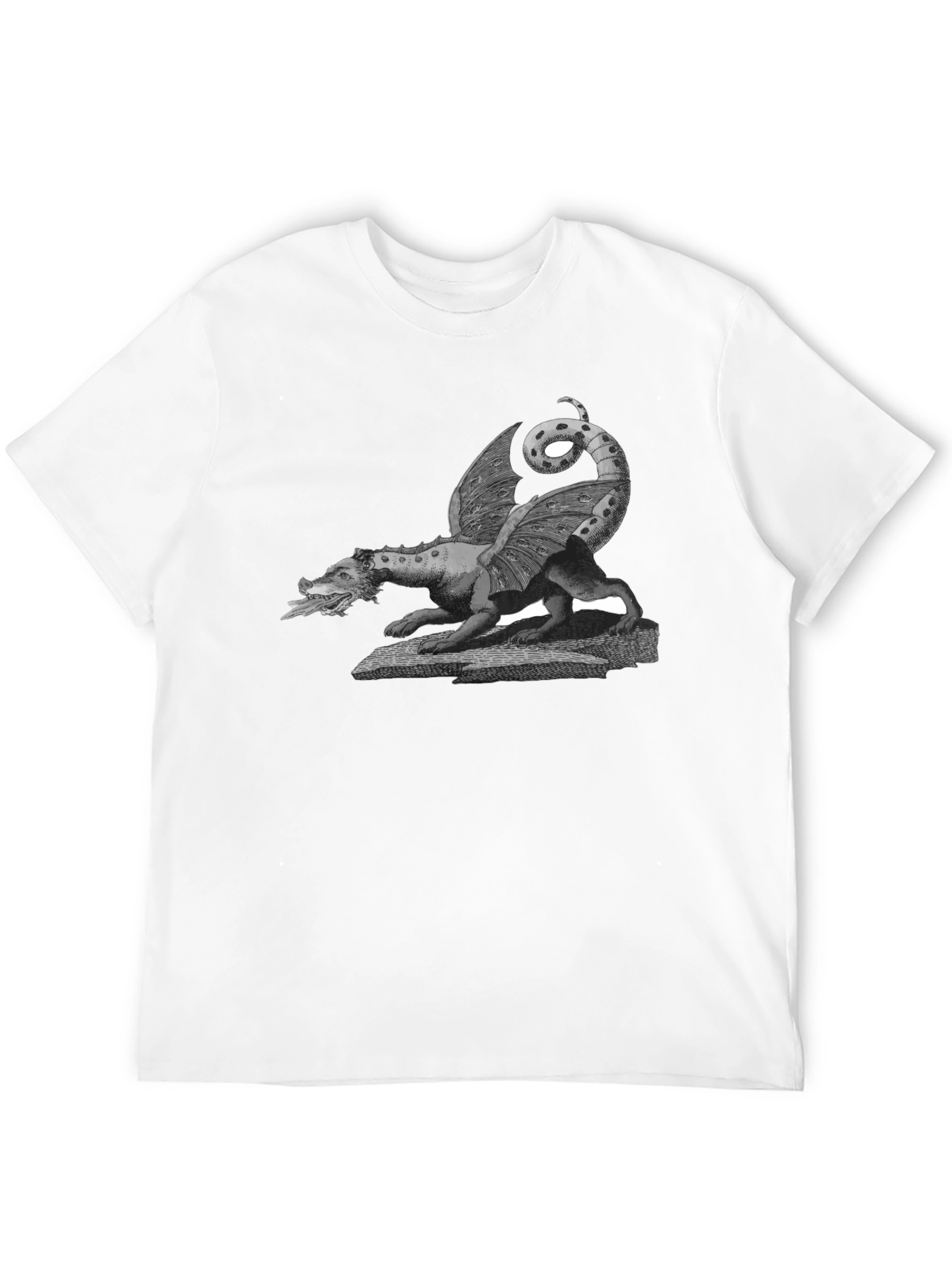 Dragon Graphic Print Crew Neck Tee - Black