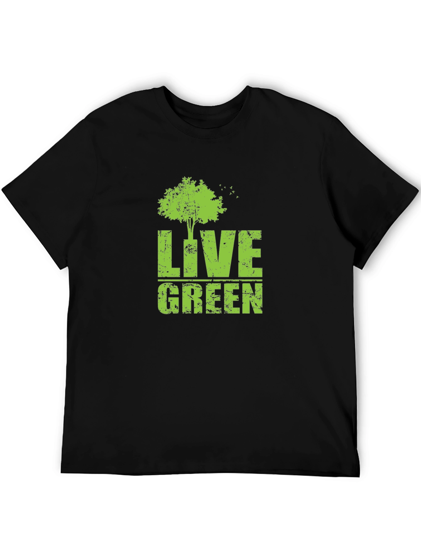 Live Green Tree Graphic Black T-Shirt