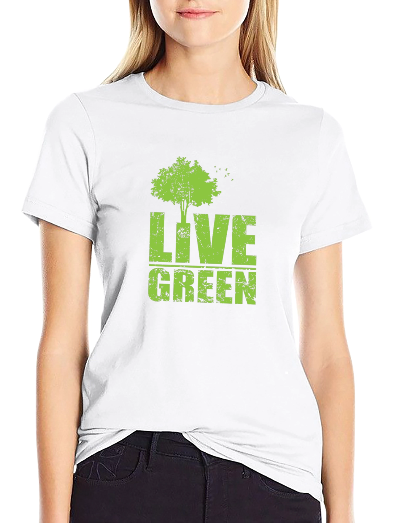 Live Green Tree Graphic Black T-Shirt