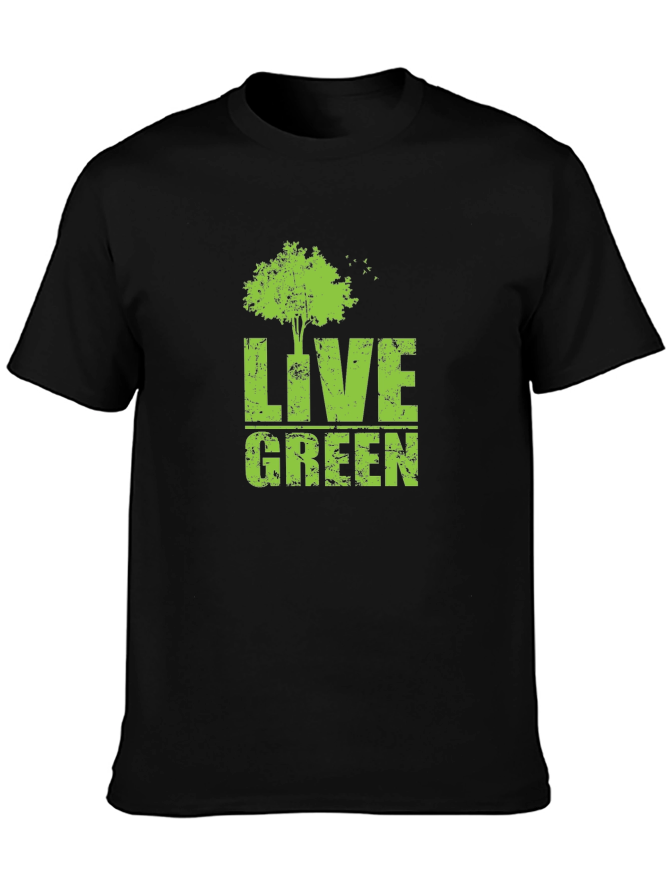 Live Green Tree Graphic Black T-Shirt