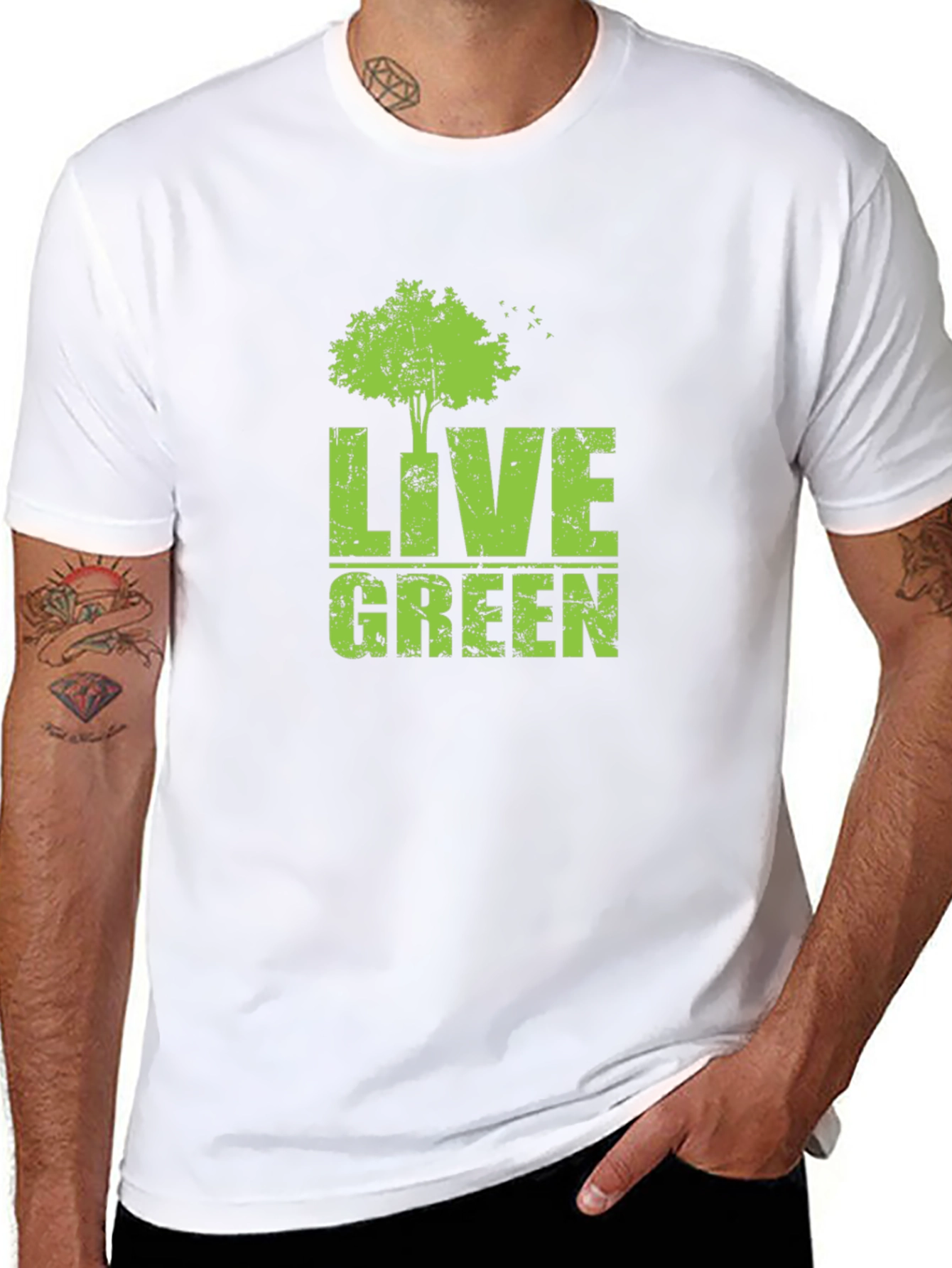 Live Green Tree Graphic Black T-Shirt