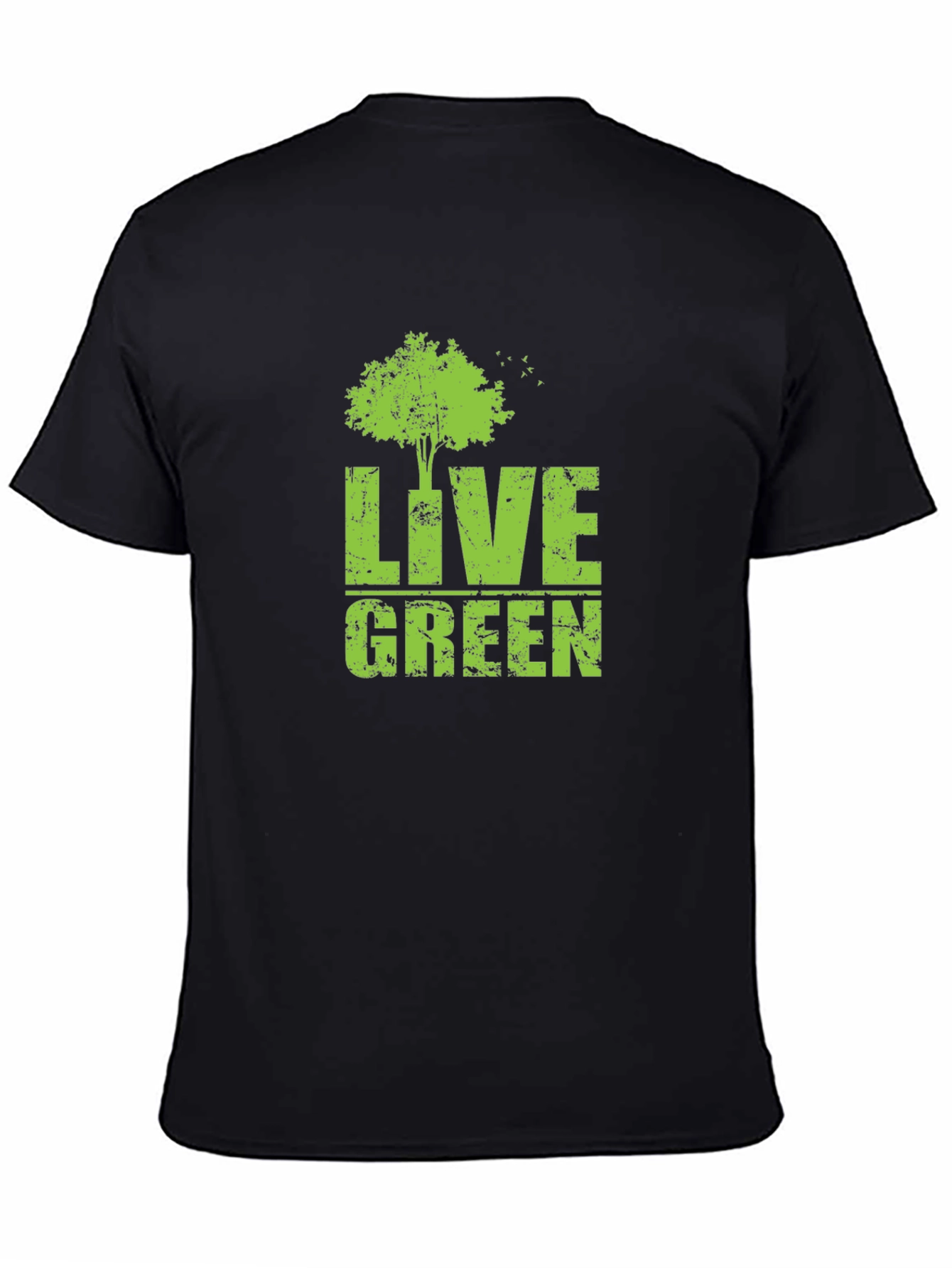 Live Green Tree Graphic Black T-Shirt