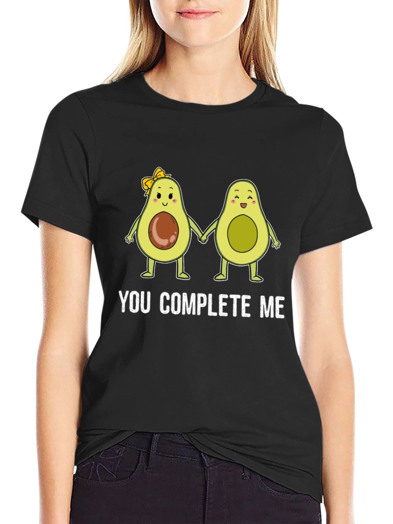 You Complete Me Avocado Couple Black T-Shirt