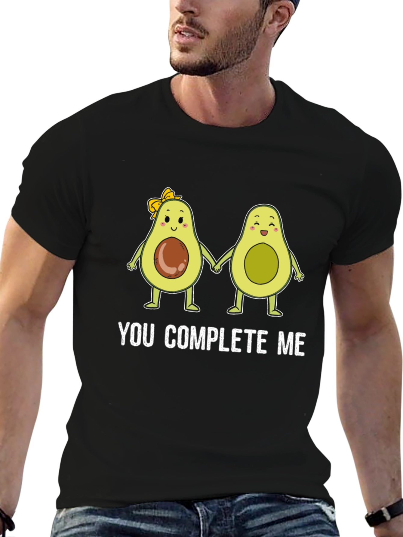 You Complete Me Avocado Couple Black T-Shirt