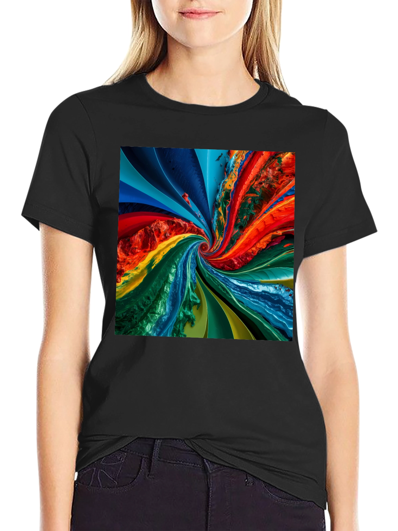Swirl Spectrum Graphic Tee - Vibrant Abstract Design