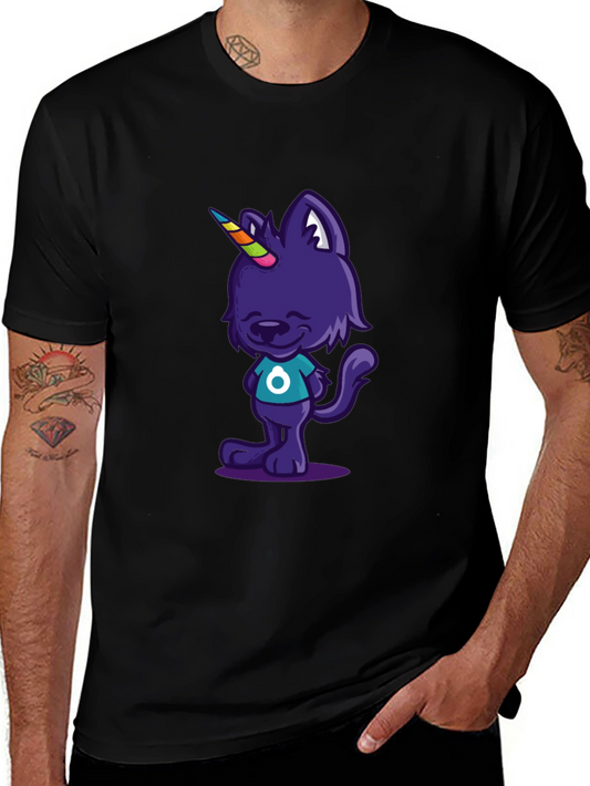 Unicorn Cat Graphic Tee - Mens Black T-Shirt