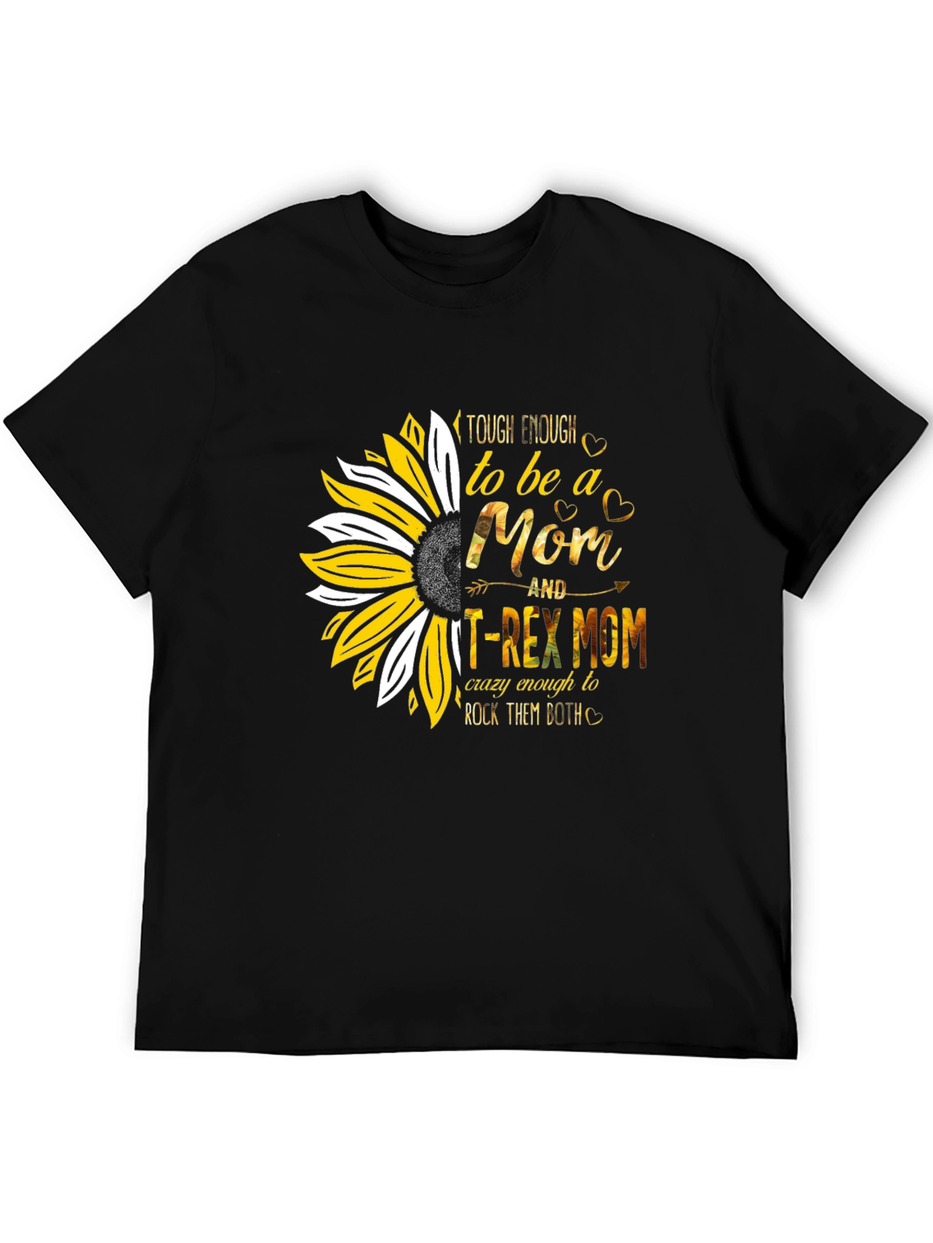 Tough Enough Mom T-Rex Sunflower Graphic T-Shirt