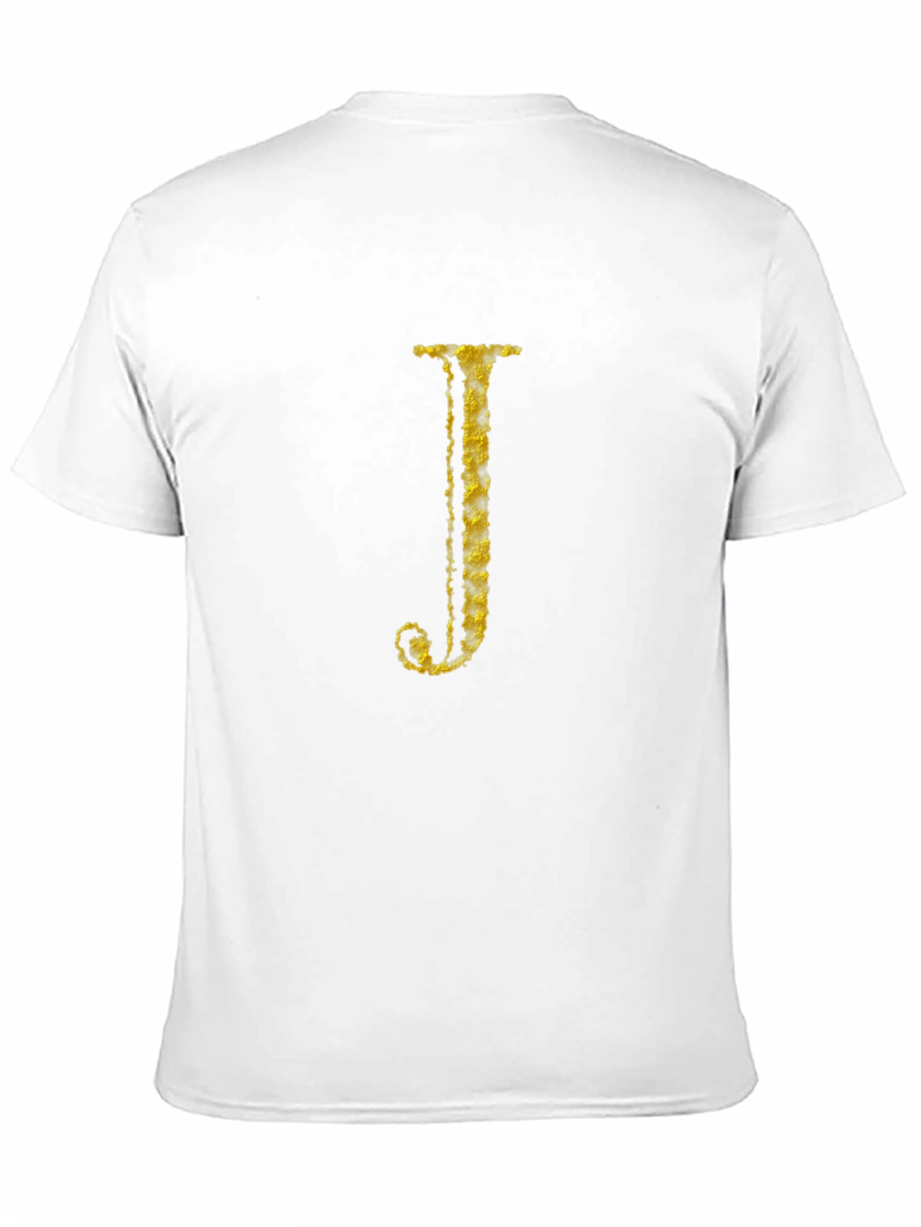 Letter J Gold Texture Print Black T-Shirt