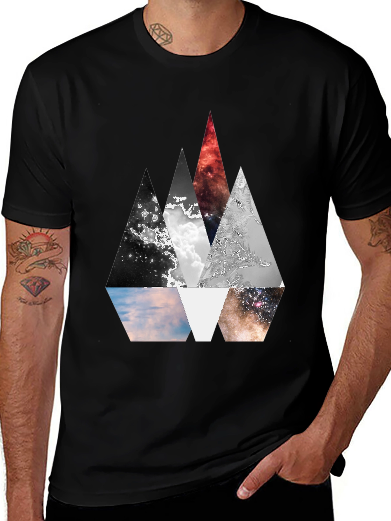 Geometric Mountainscape Graphic Tee - Modern Design