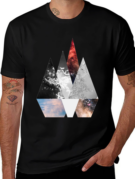 Geometric Mountainscape Graphic Tee - Modern Design