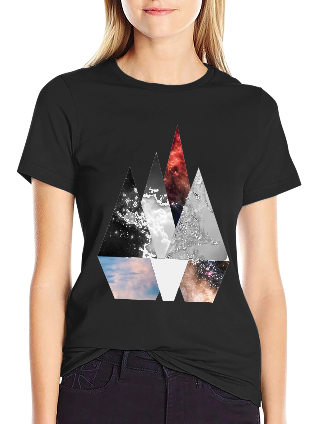 Geometric Mountainscape Graphic Tee - Modern Design