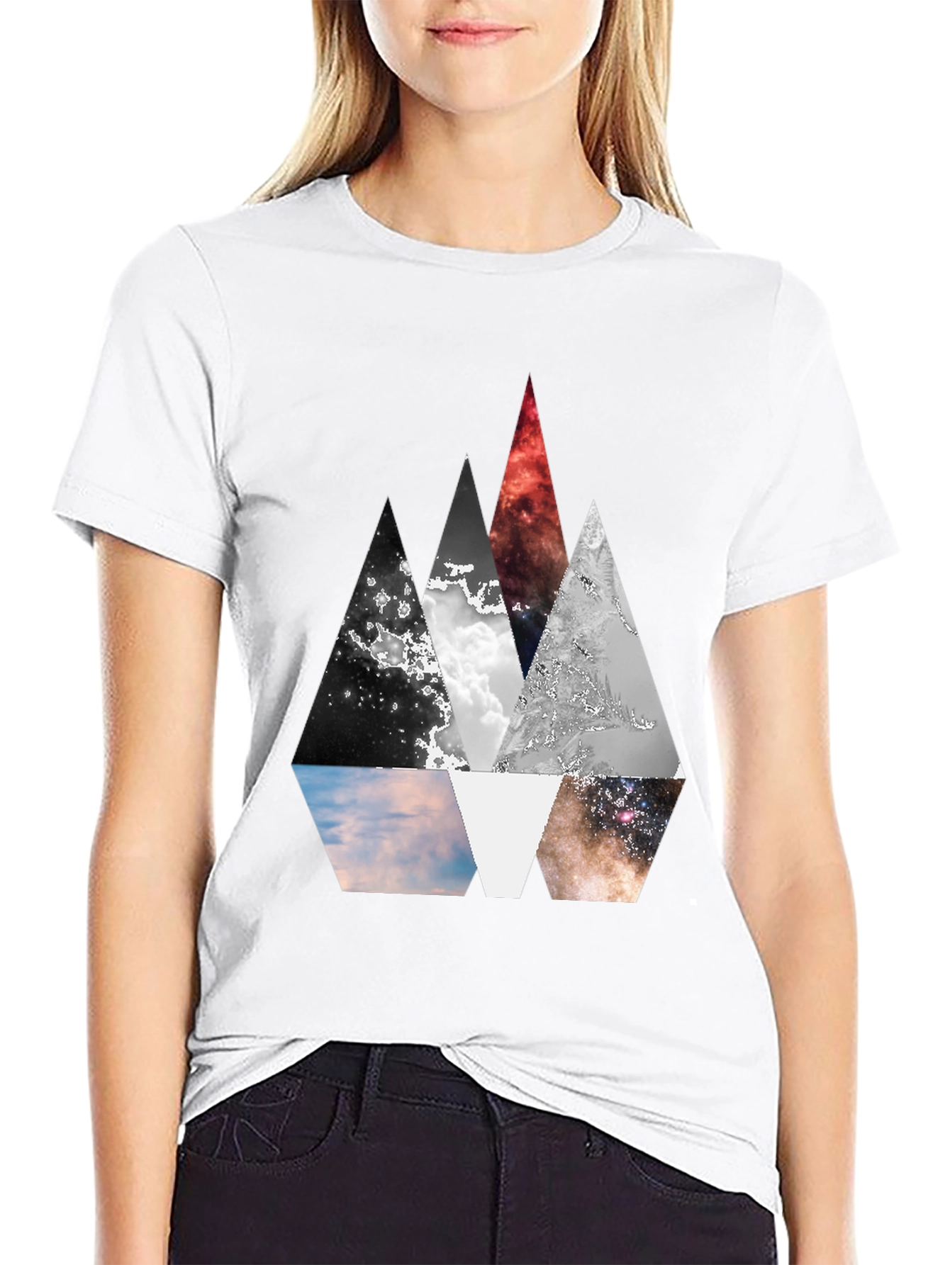 Geometric Mountainscape Graphic Tee - Modern Design