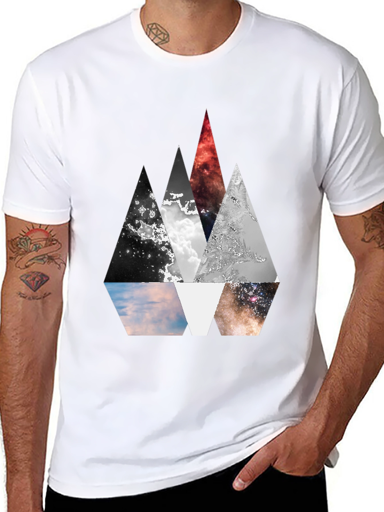 Geometric Mountainscape Graphic Tee - Modern Design