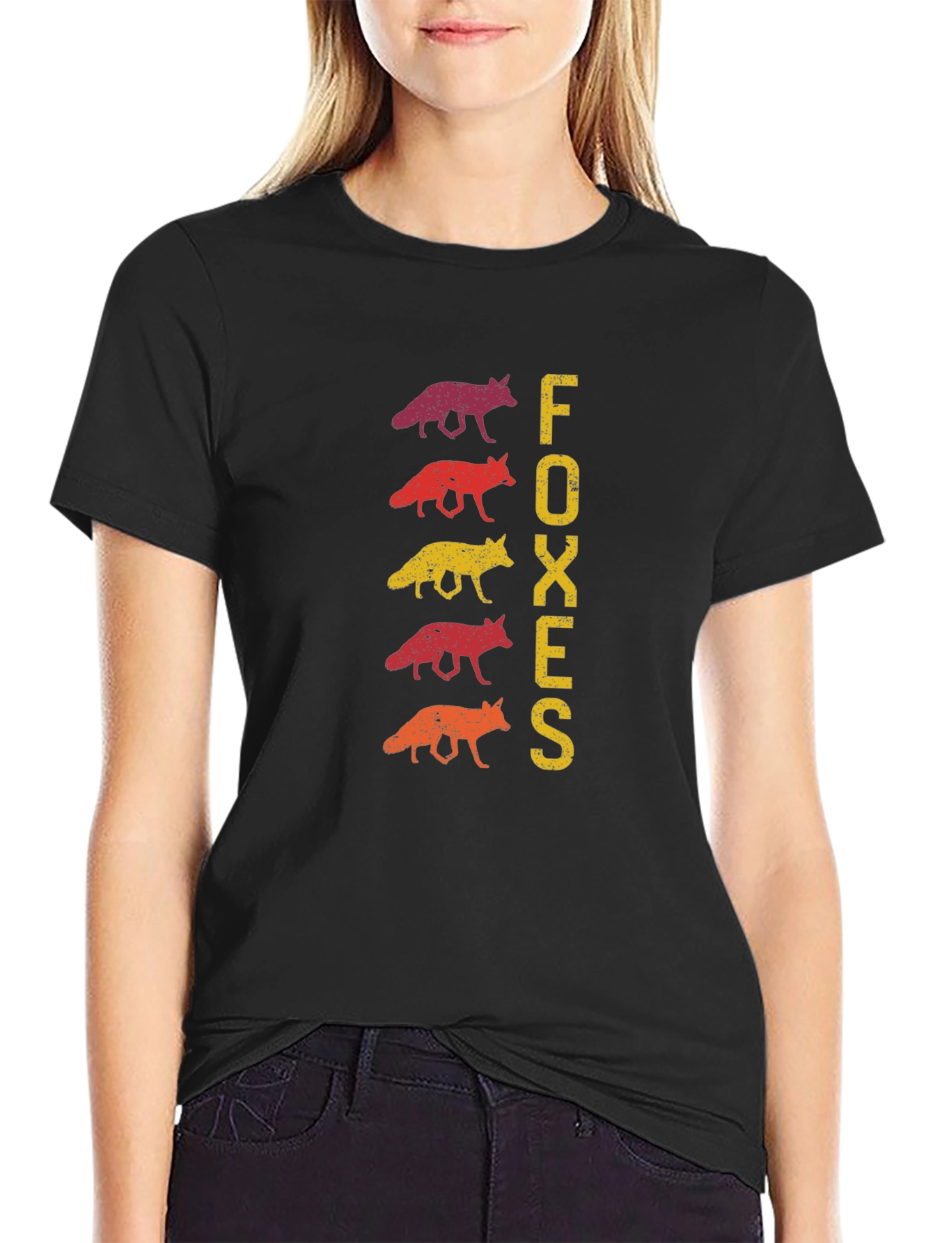 Retro Foxes Graphic Tee - Trendy Animal Lover Shirt