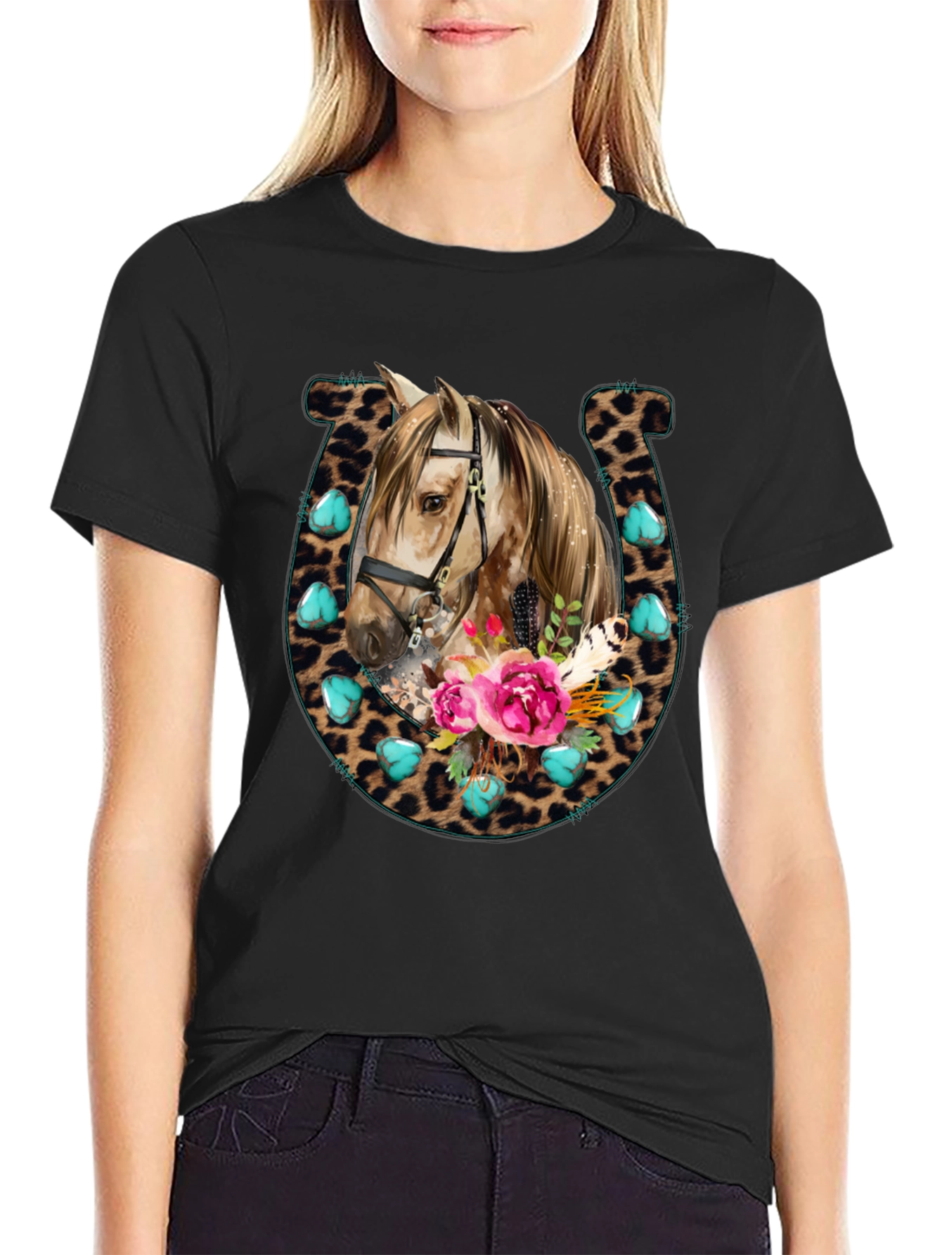 Leopard Horseshoe Horse T-Shirt