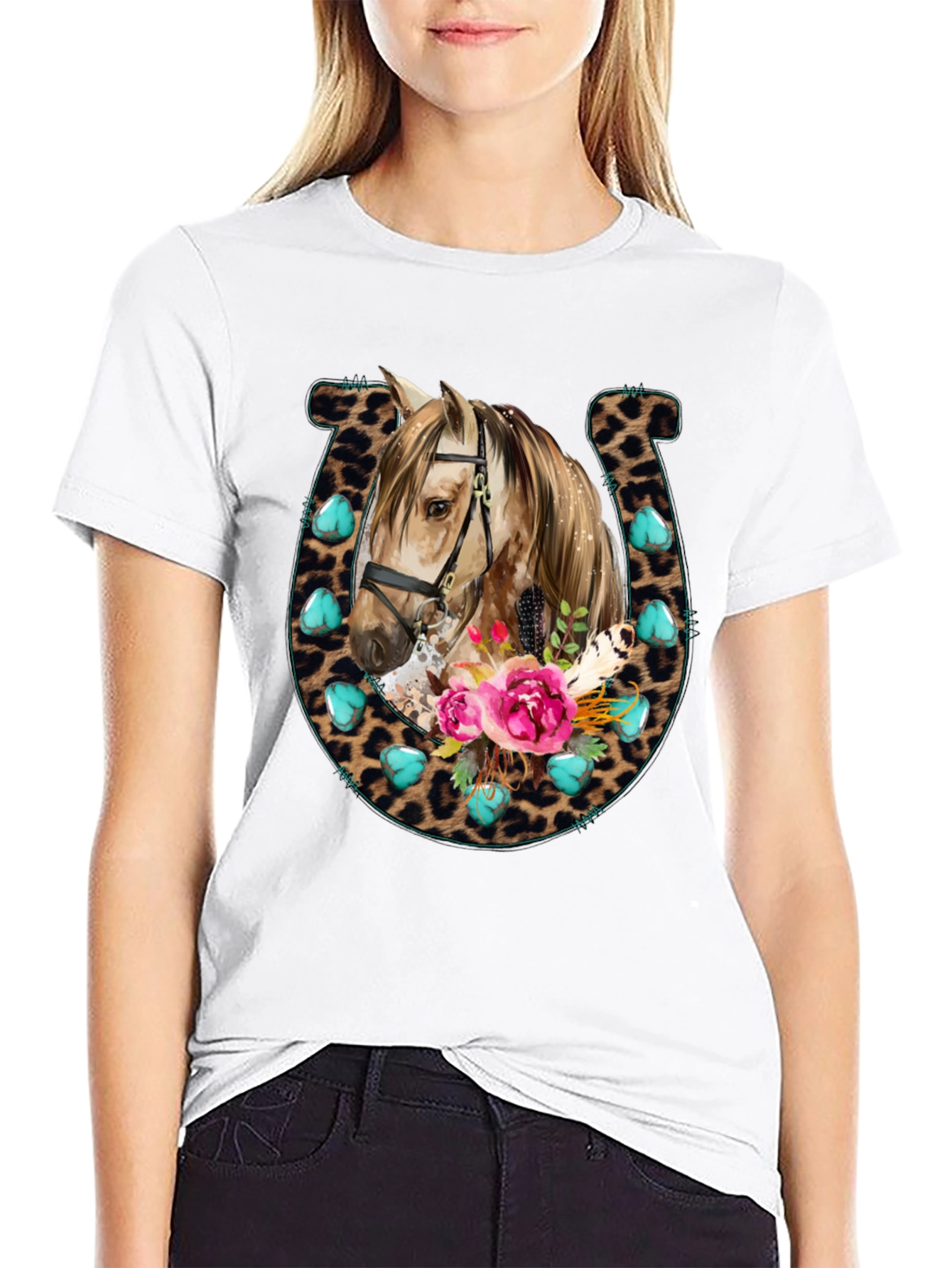 Leopard Horseshoe Horse T-Shirt
