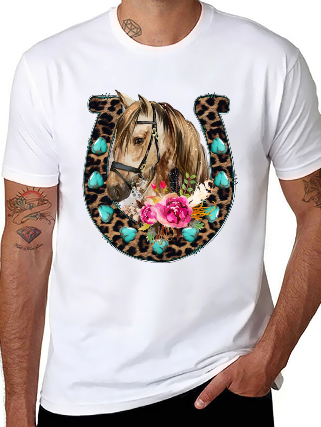 Leopard Horseshoe Horse T-Shirt