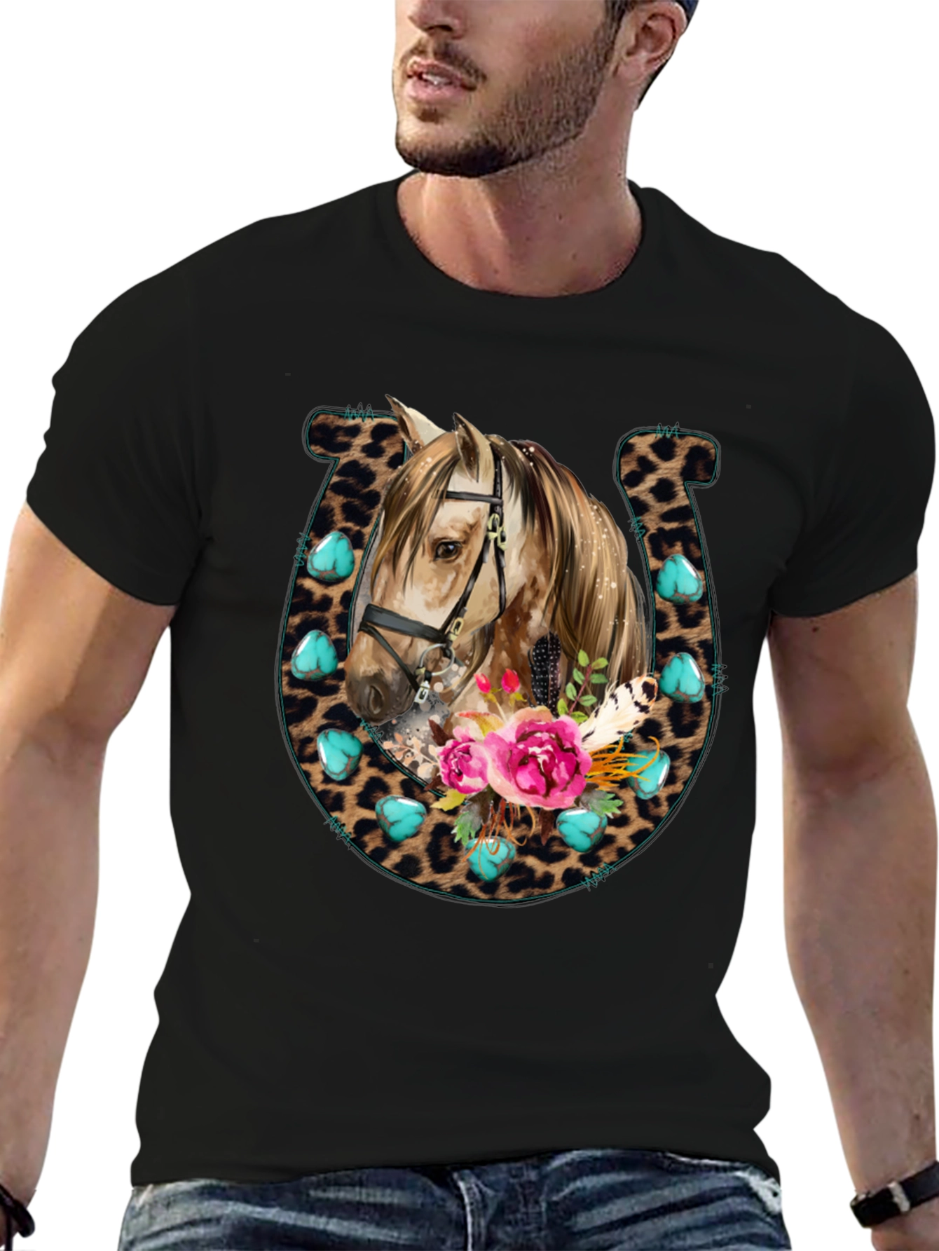 Leopard Horseshoe Horse T-Shirt