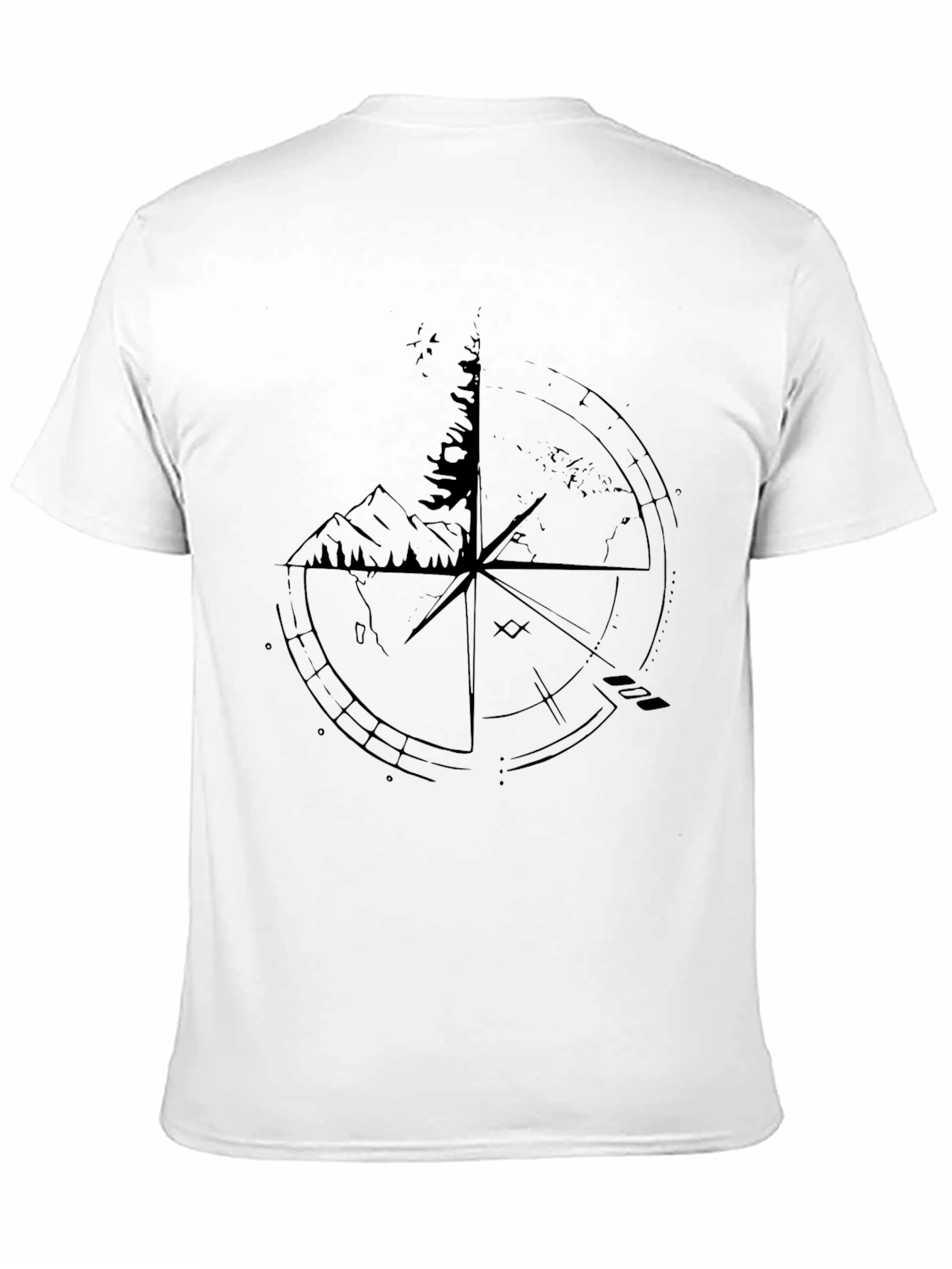 Compass & Nature Graphic Print Black T-Shirt