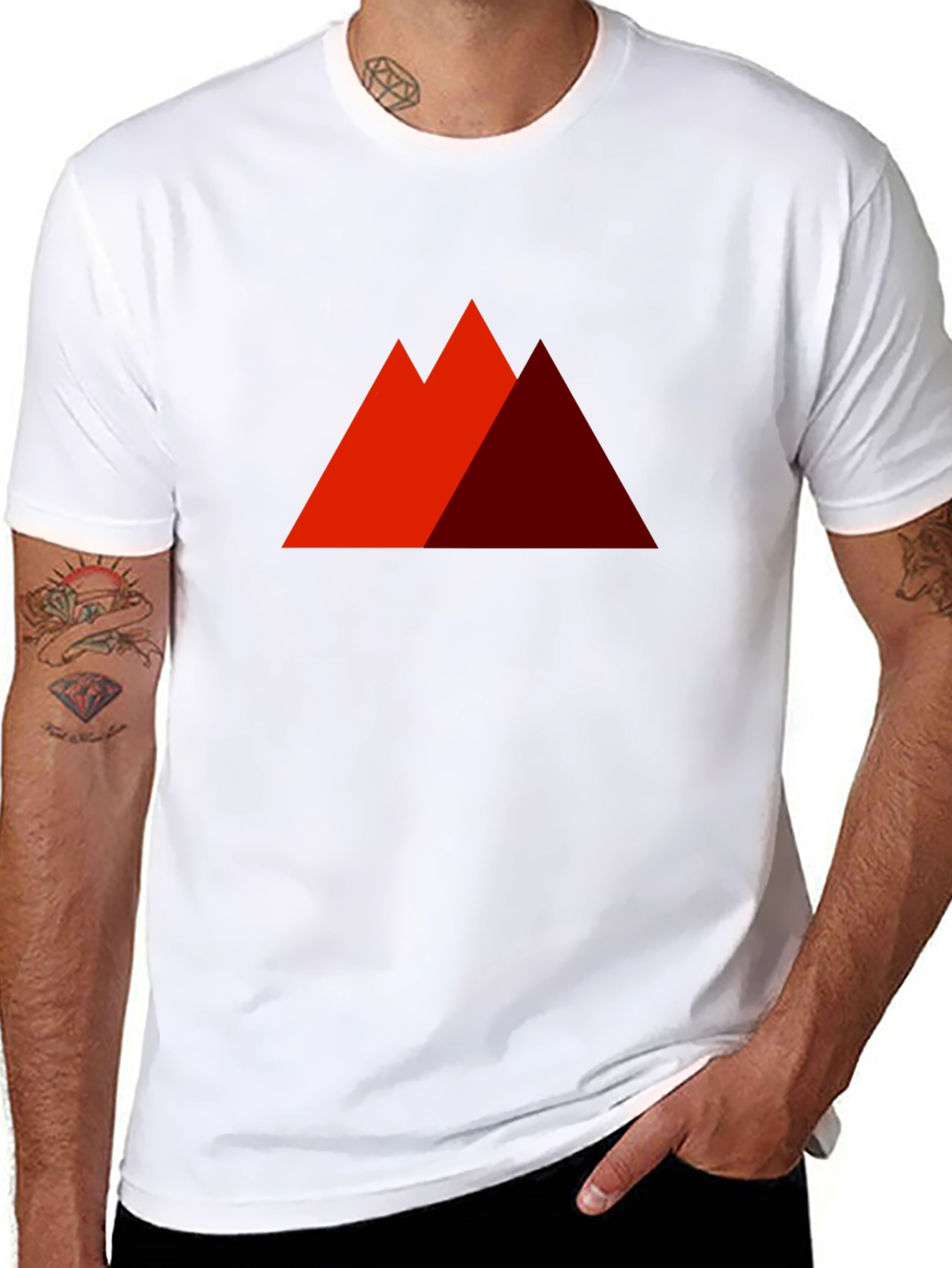 Geometric Mountain Graphic Tee - Modern Casual Shirt