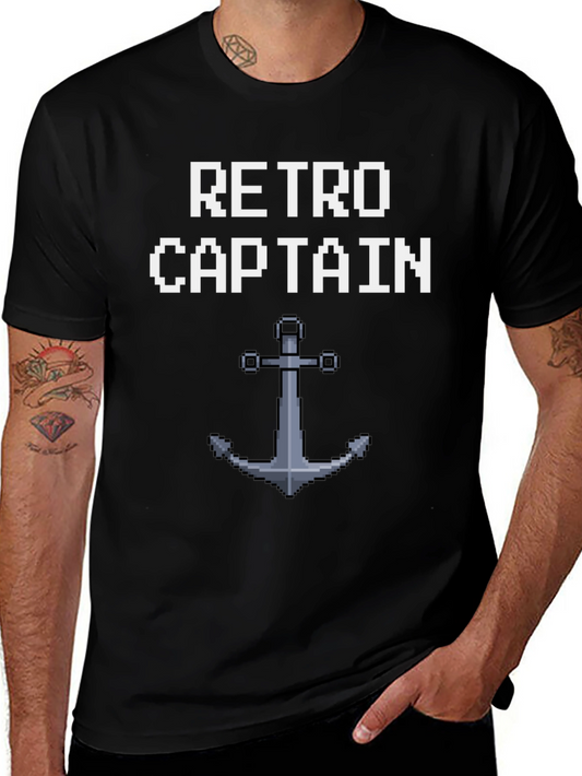 Retro Captain Pixel Art Anchor Graphic Tee