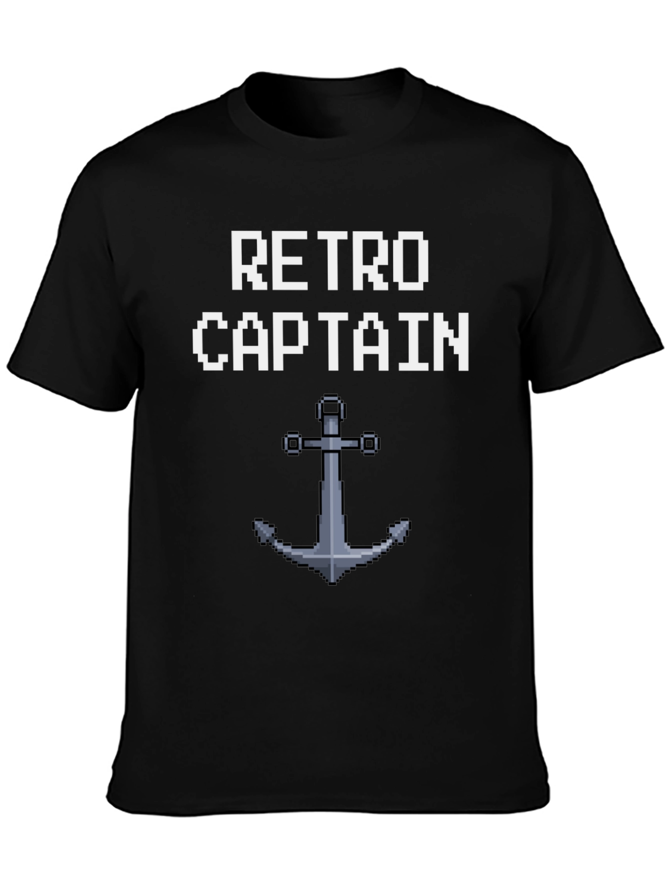 Retro Captain Pixel Art Anchor Graphic Tee