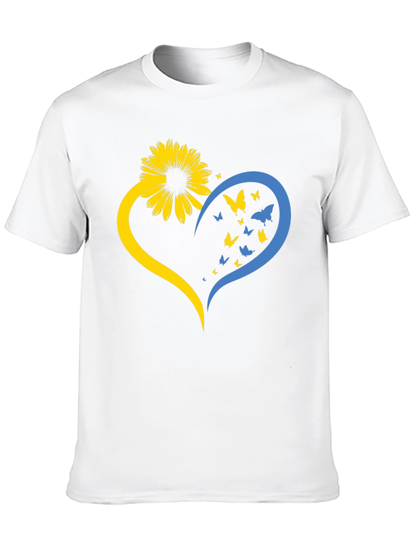 Sunflower Heart Ukraine Flag Butterfly T-Shirt