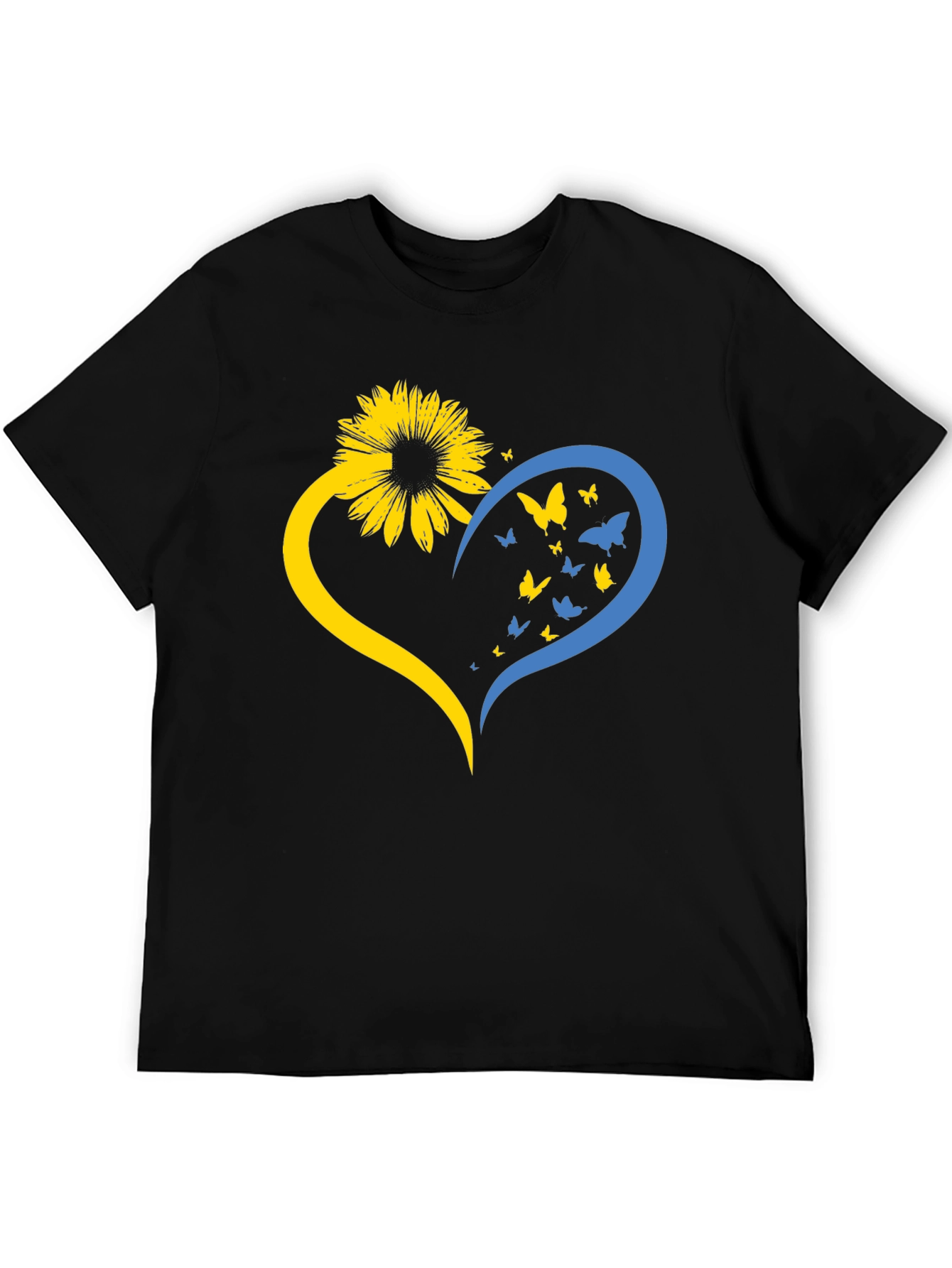 Sunflower Heart Ukraine Flag Butterfly T-Shirt