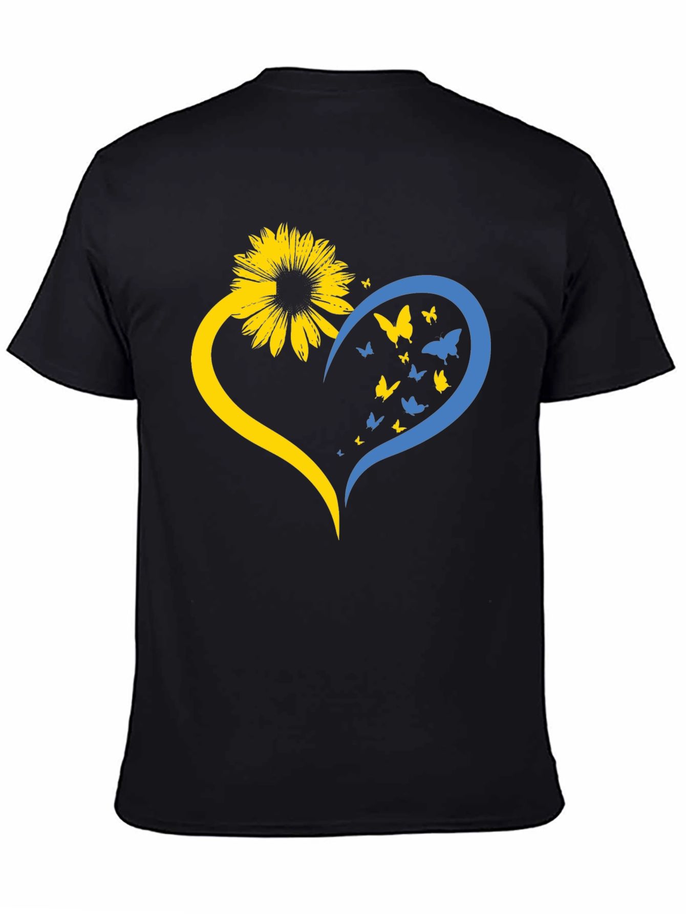 Sunflower Heart Ukraine Flag Butterfly T-Shirt