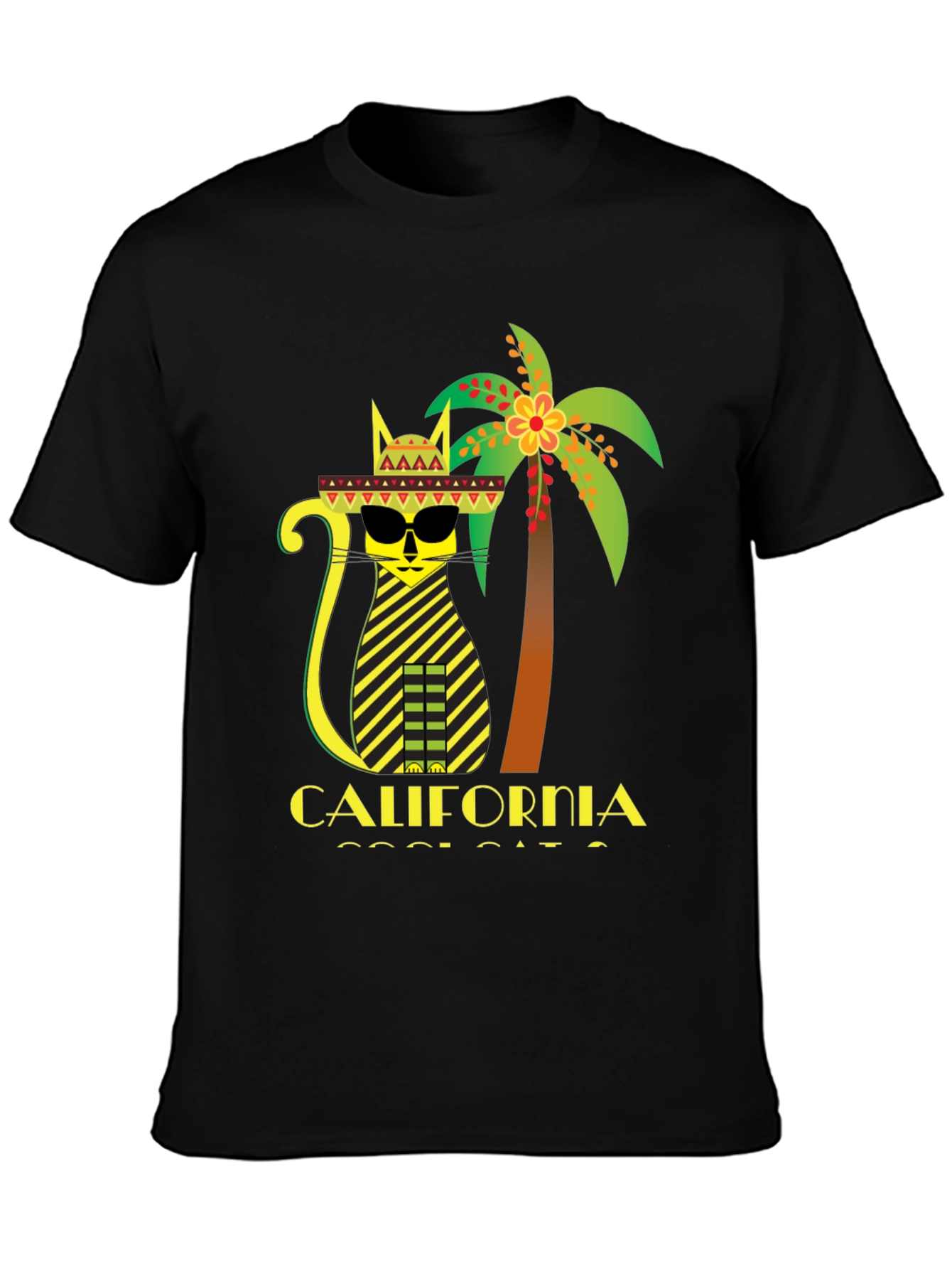 California Cool Cat T-Shirt - Black Graphic Tee