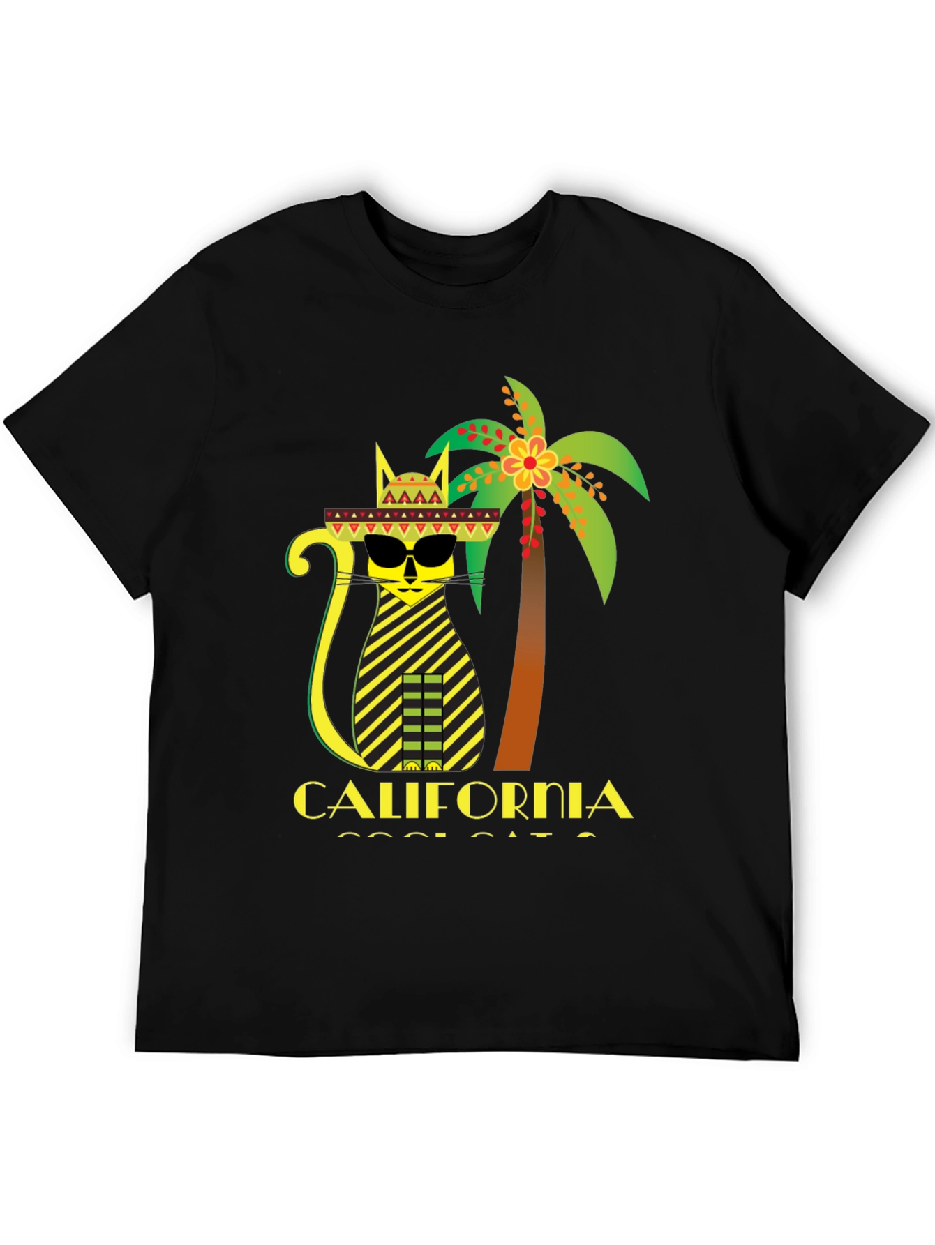 California Cool Cat T-Shirt - Black Graphic Tee