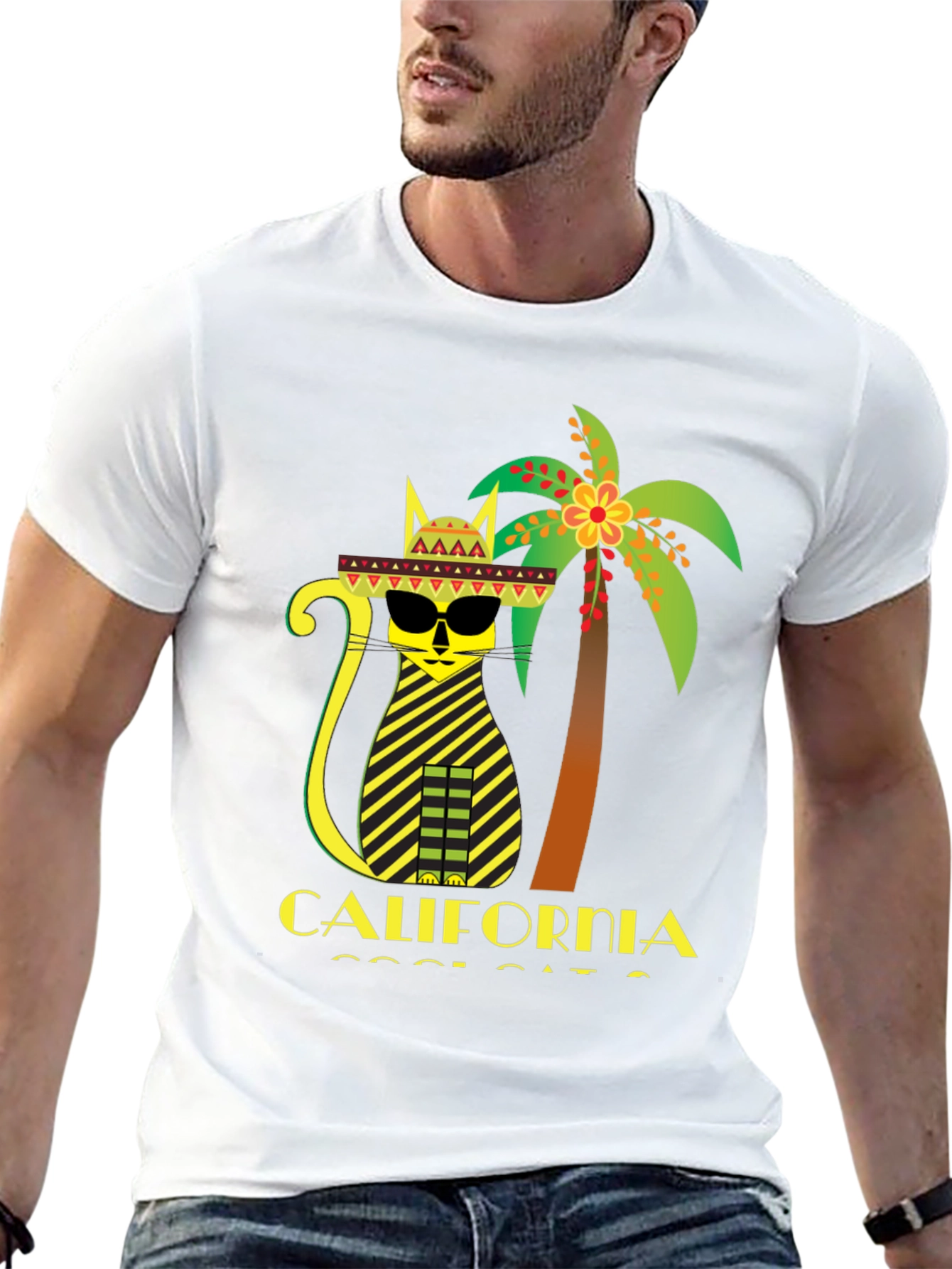 California Cool Cat T-Shirt - Black Graphic Tee